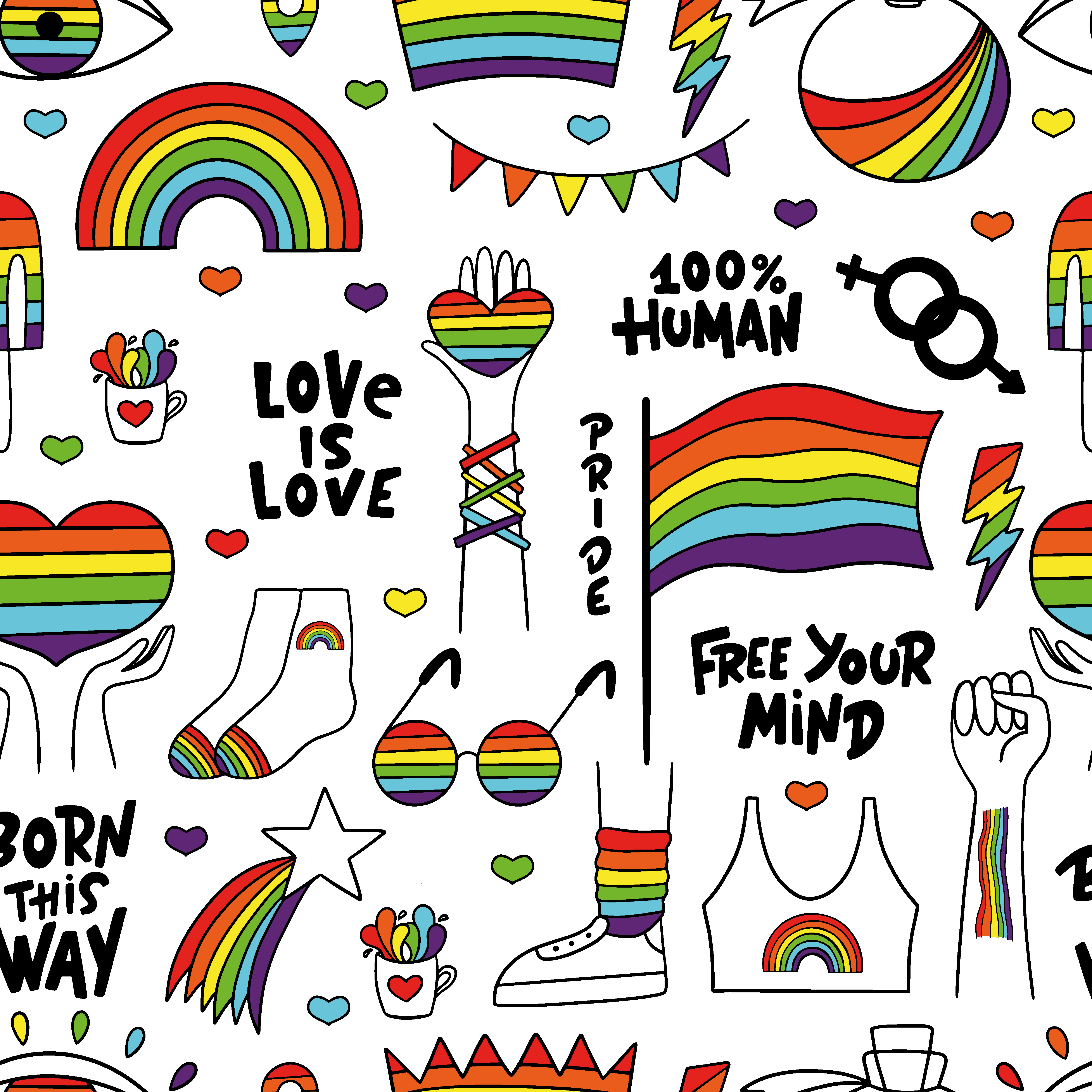Pride LGBT Seamless Pattern by Vishnu Grover Pride LGBT Seamless Pattern in Pattern & Surface Design Inspiration by Vishnu Grover
