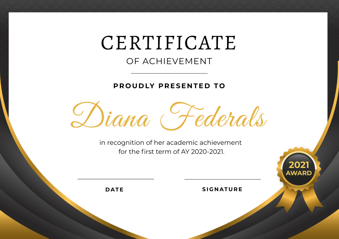 CERTIFICATE OF ACHIEVEMENT in Certificate Inspiration by Vishnu Grover
