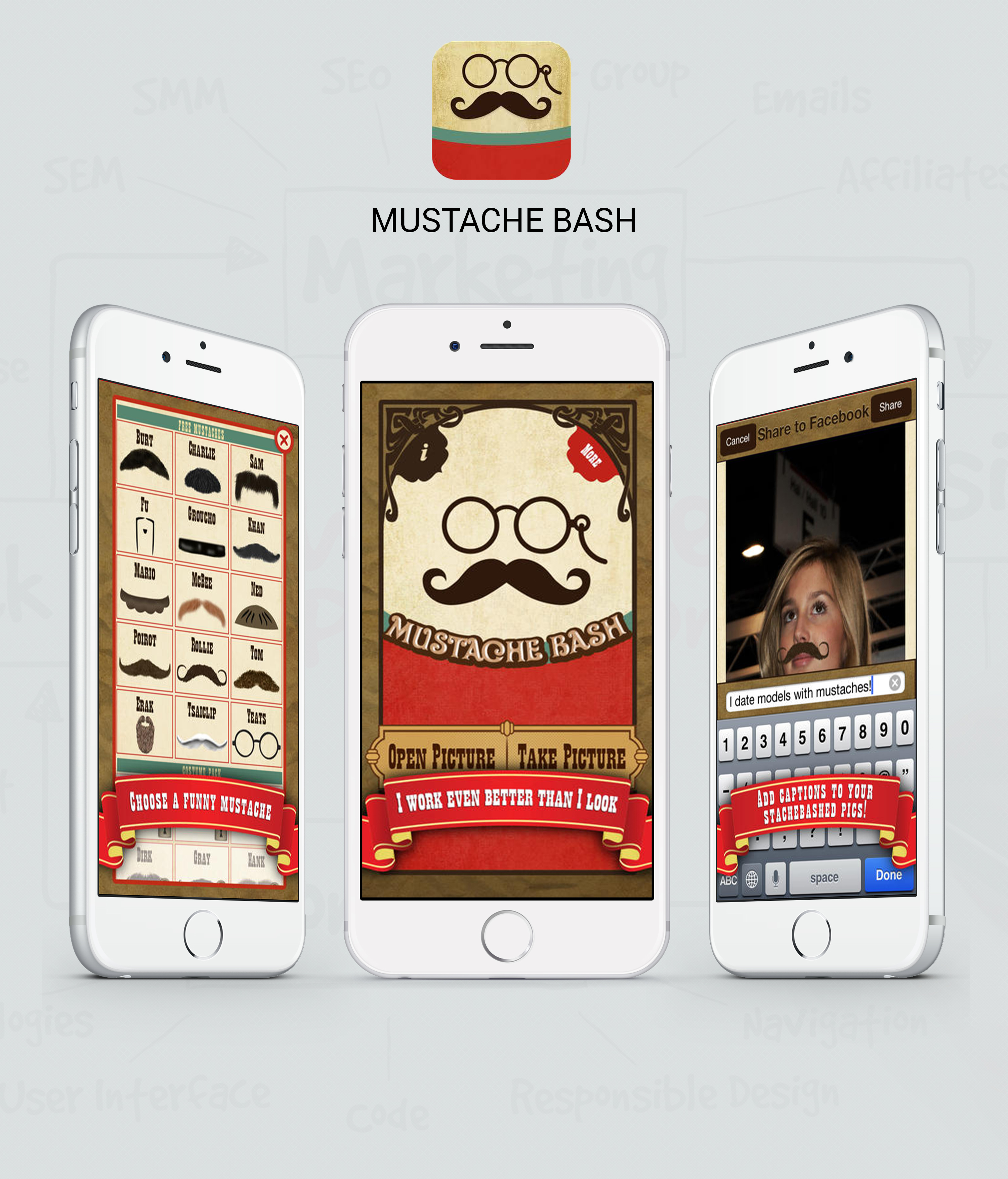 Mustache-Bash - iOS App by Ctech.webmaster Mustache-Bash - iOS App in Mobile Apps Design Inspiration by Ctech.webmaster
