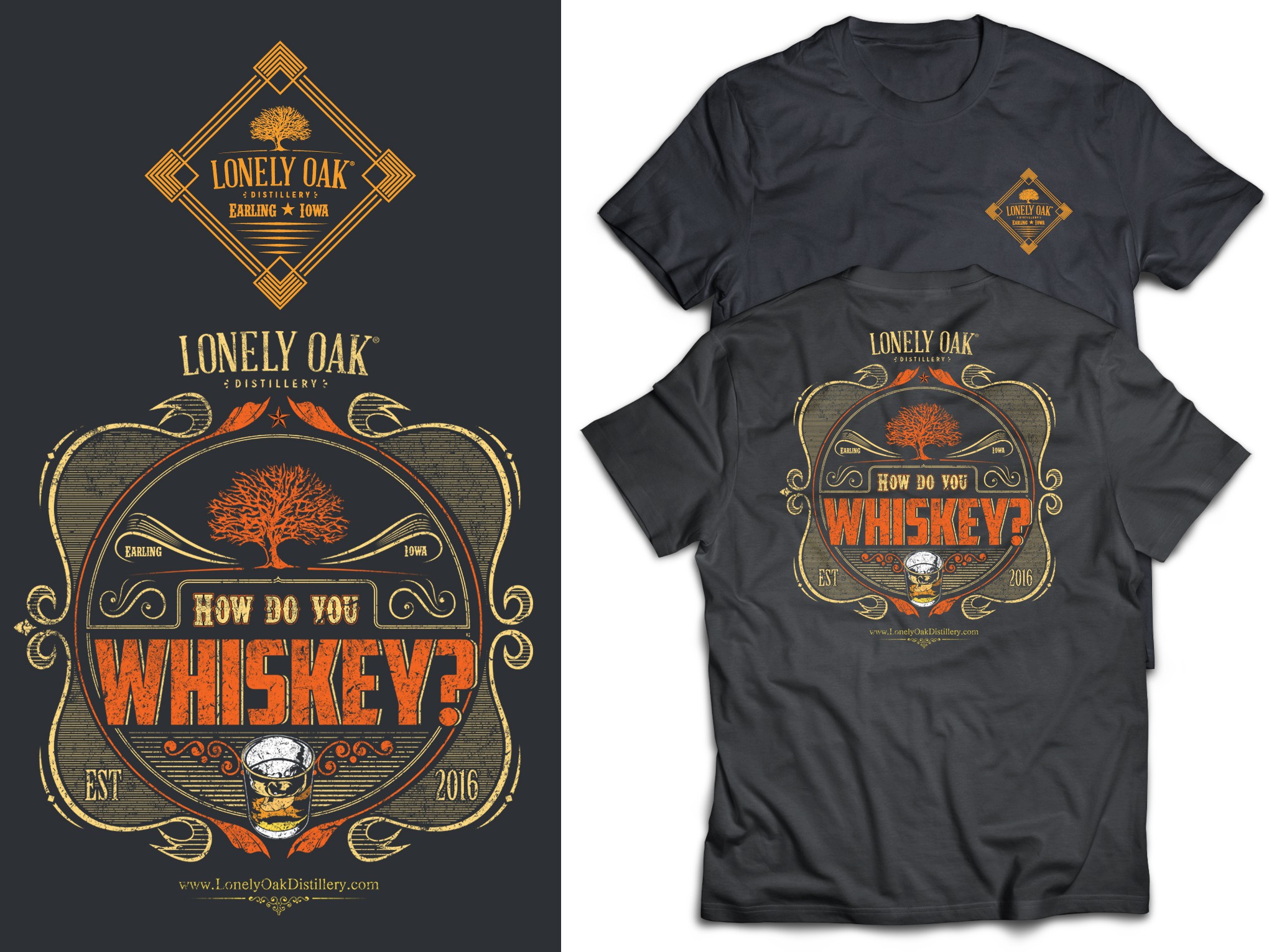 Lonely Oak Distillery t-shirt design in T-Shirt Design Inspiration by Andres.sergheiev