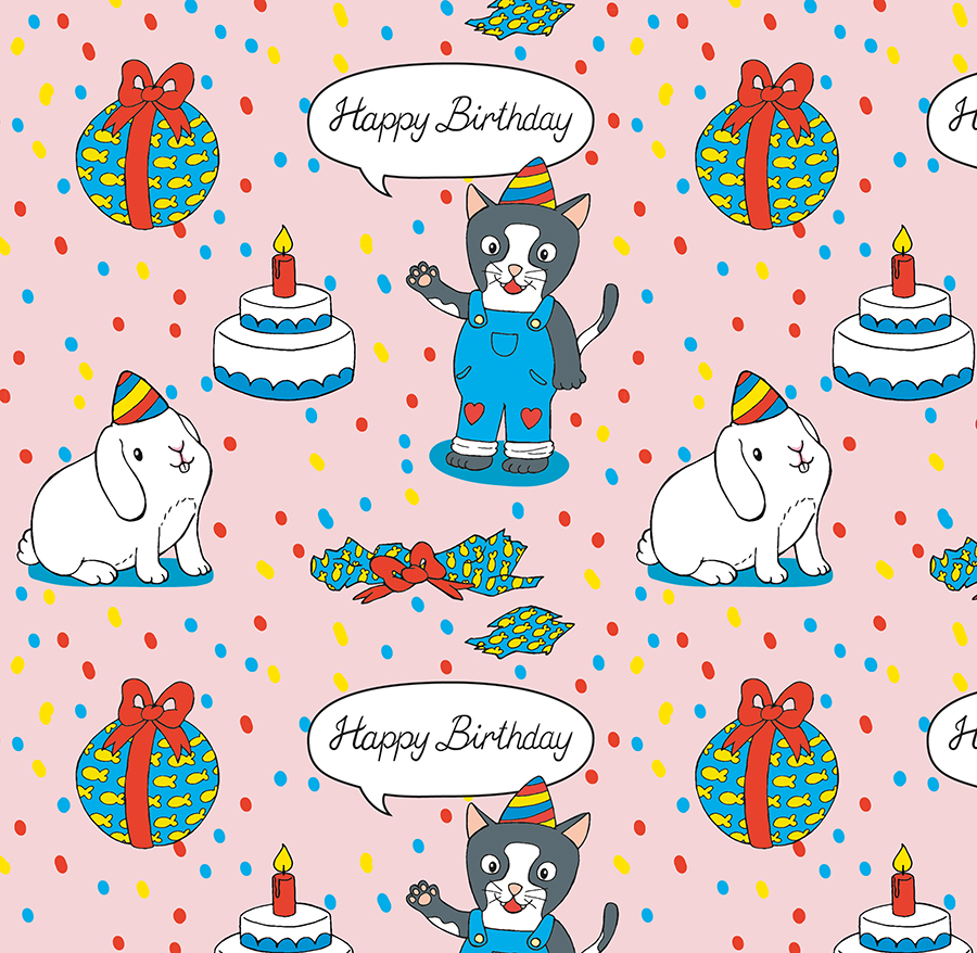 Birthday Cat by Patricia Oettel Birthday Cat in Pattern & Surface Design Inspiration by Patricia Oettel