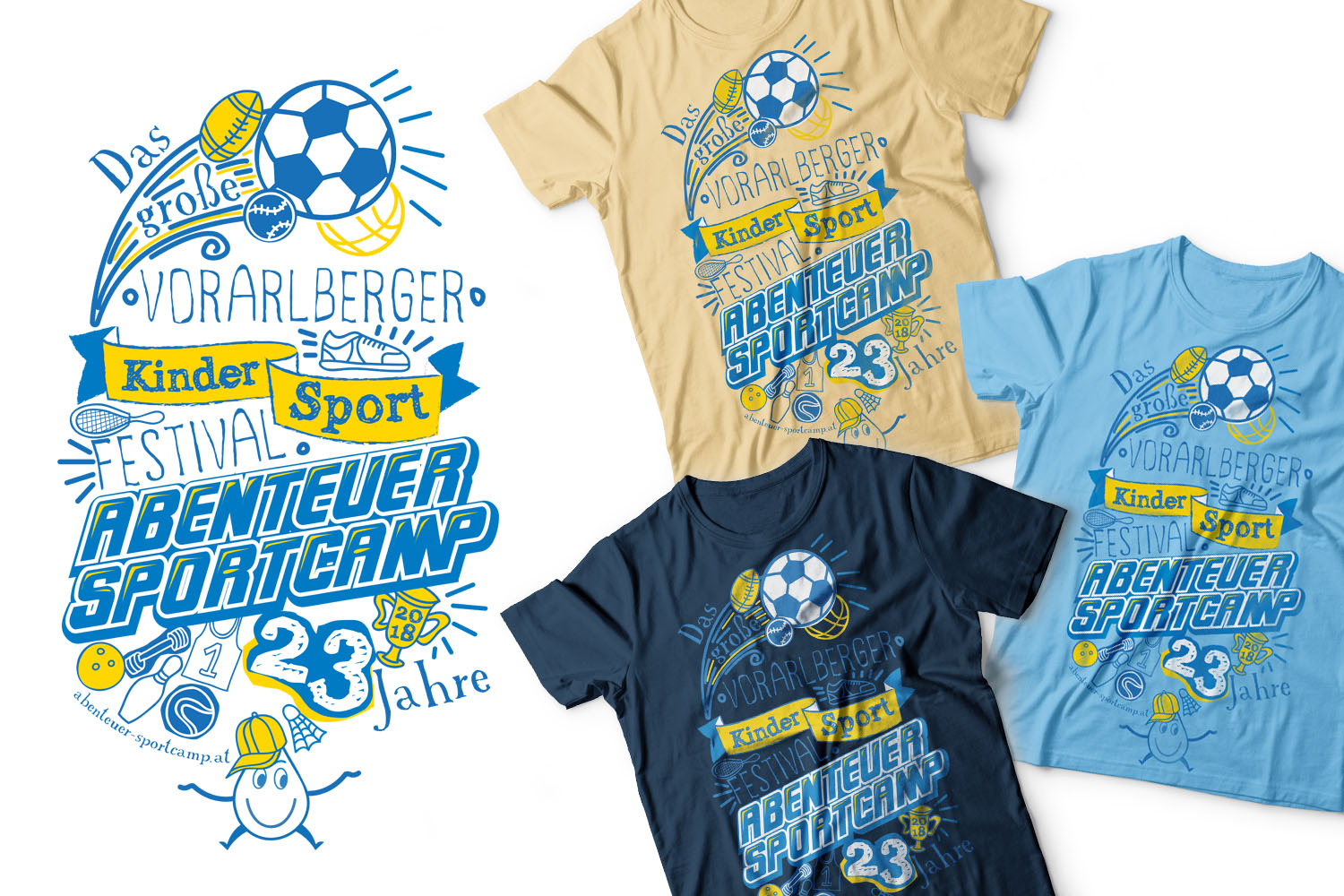 T-shirt and Flag design for kids sportcamp in T-Shirt Design Inspiration by Summer Design