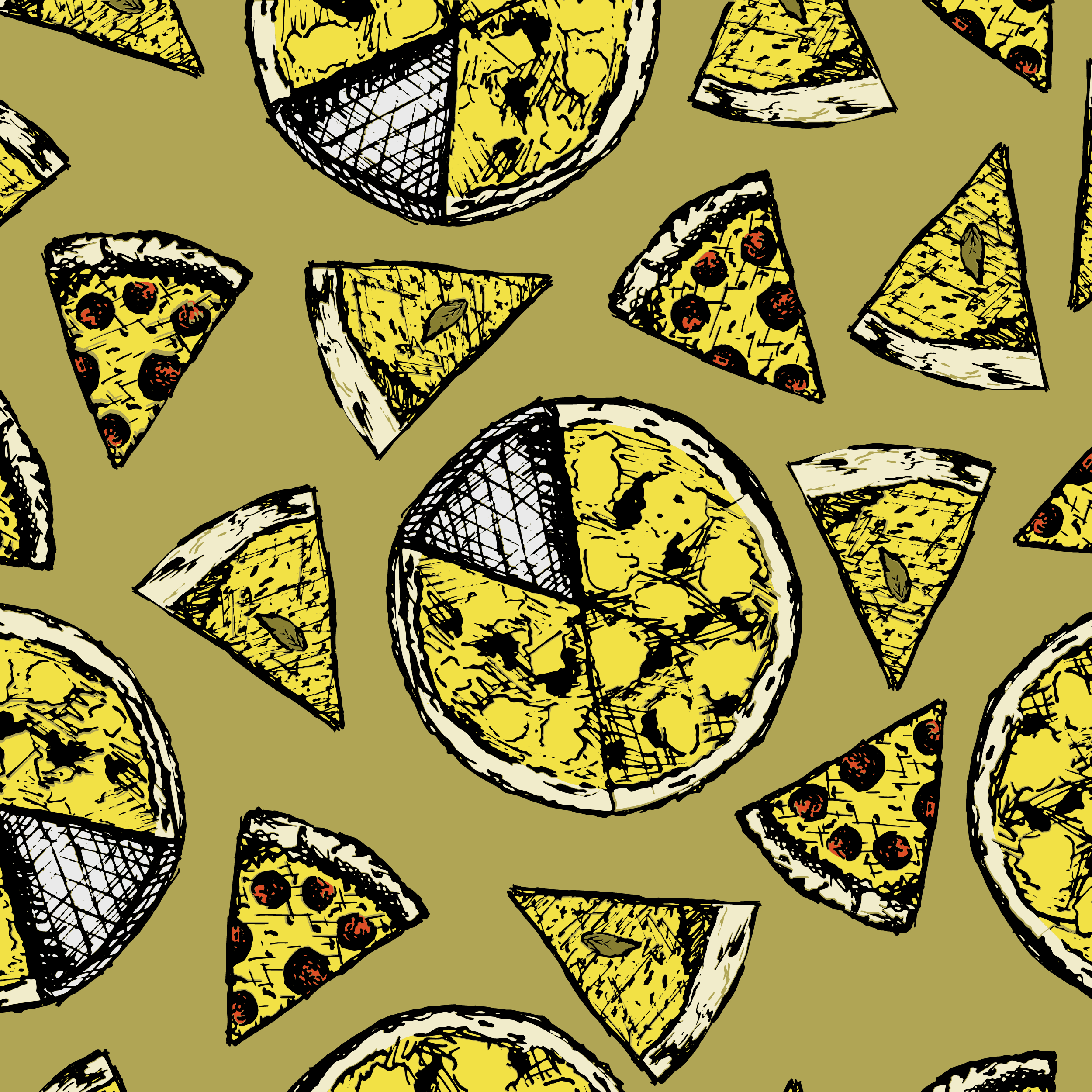 Pizza in Pattern & Surface Design Inspiration by Maricarmen Herrejon