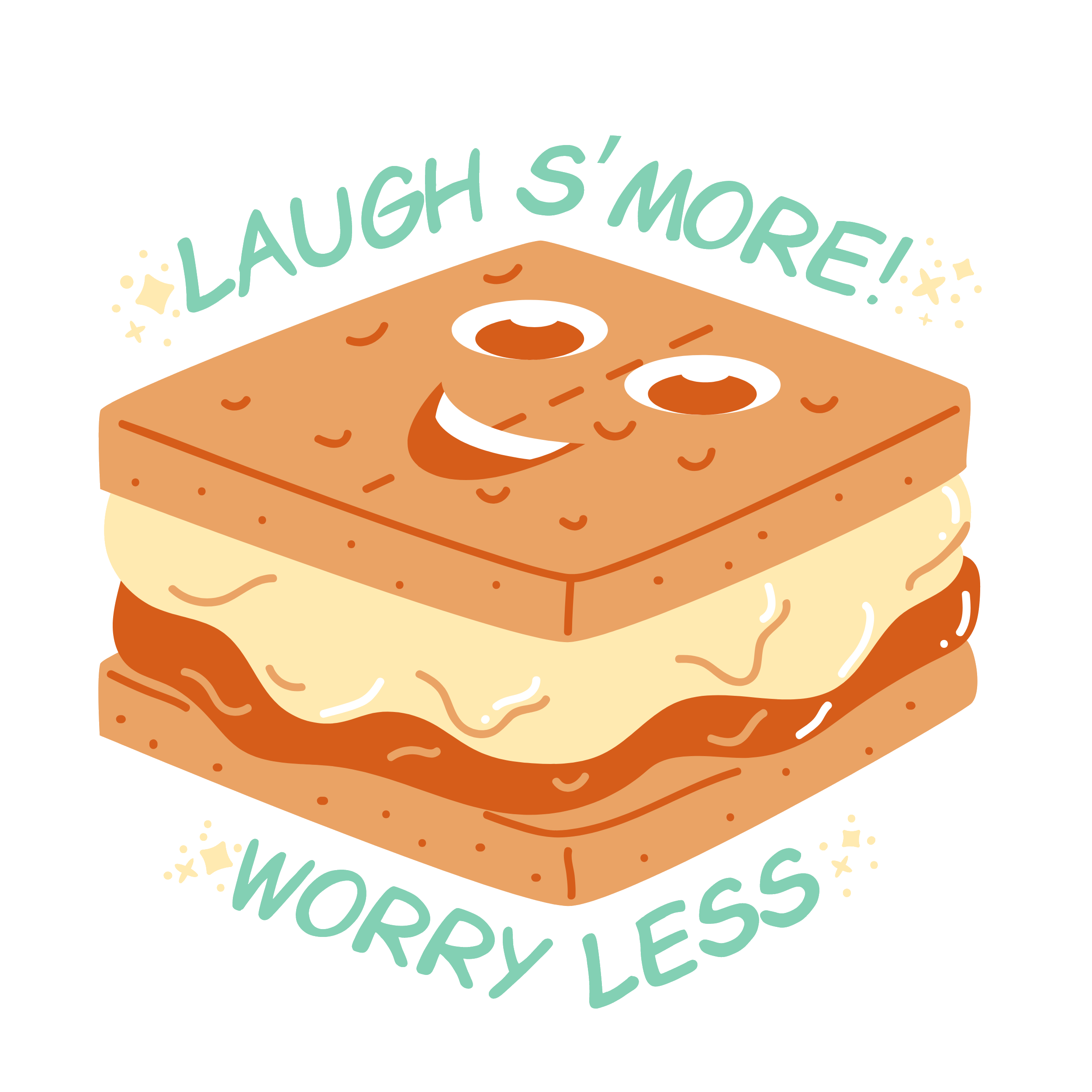 Laugh s'more worry less in Caricature Inspiration by Maricarmen Herrejon