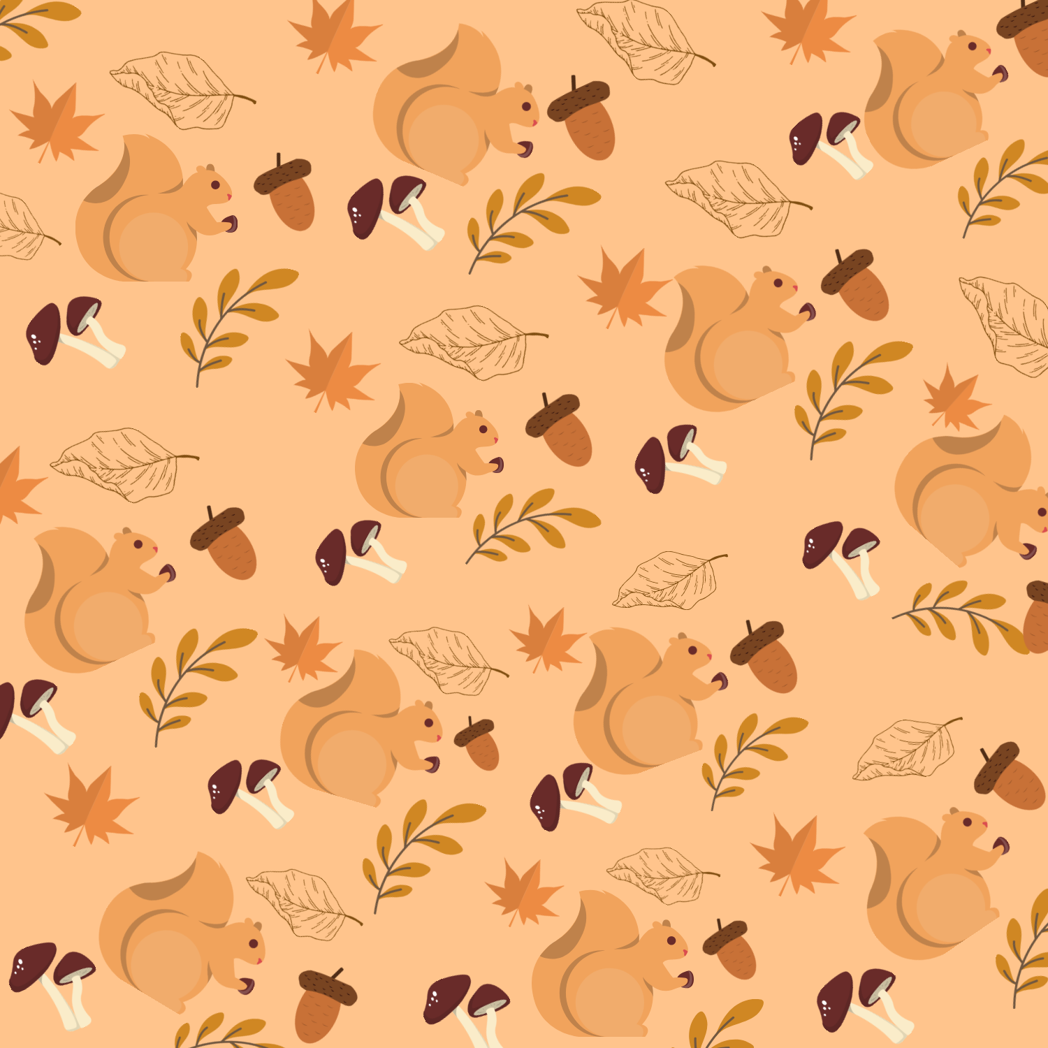 Squirrel and Autumn by Designer Aster Squirrel and Autumn in Pattern & Surface Design Inspiration by Designer Aster