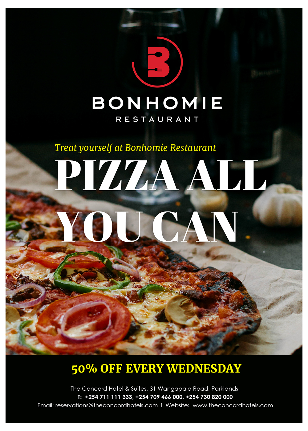 BONHOMIE RESTAURANT PIZZA FLYER in Advertisement Design Inspiration by Kev Arlen