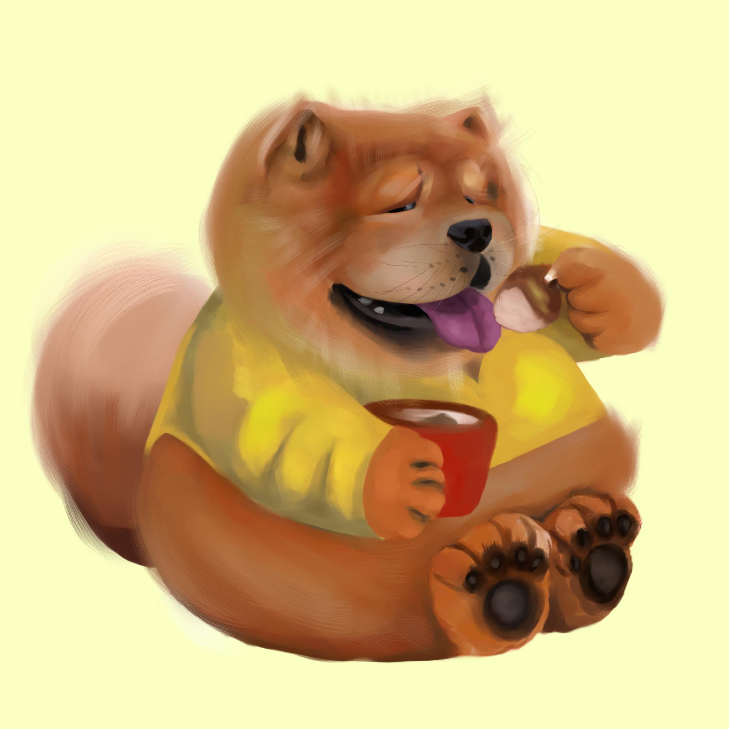 Bori the Chow Chow on yellow BG - Digital Painting in Digital Painting Inspiration by Rizza Jean Arales