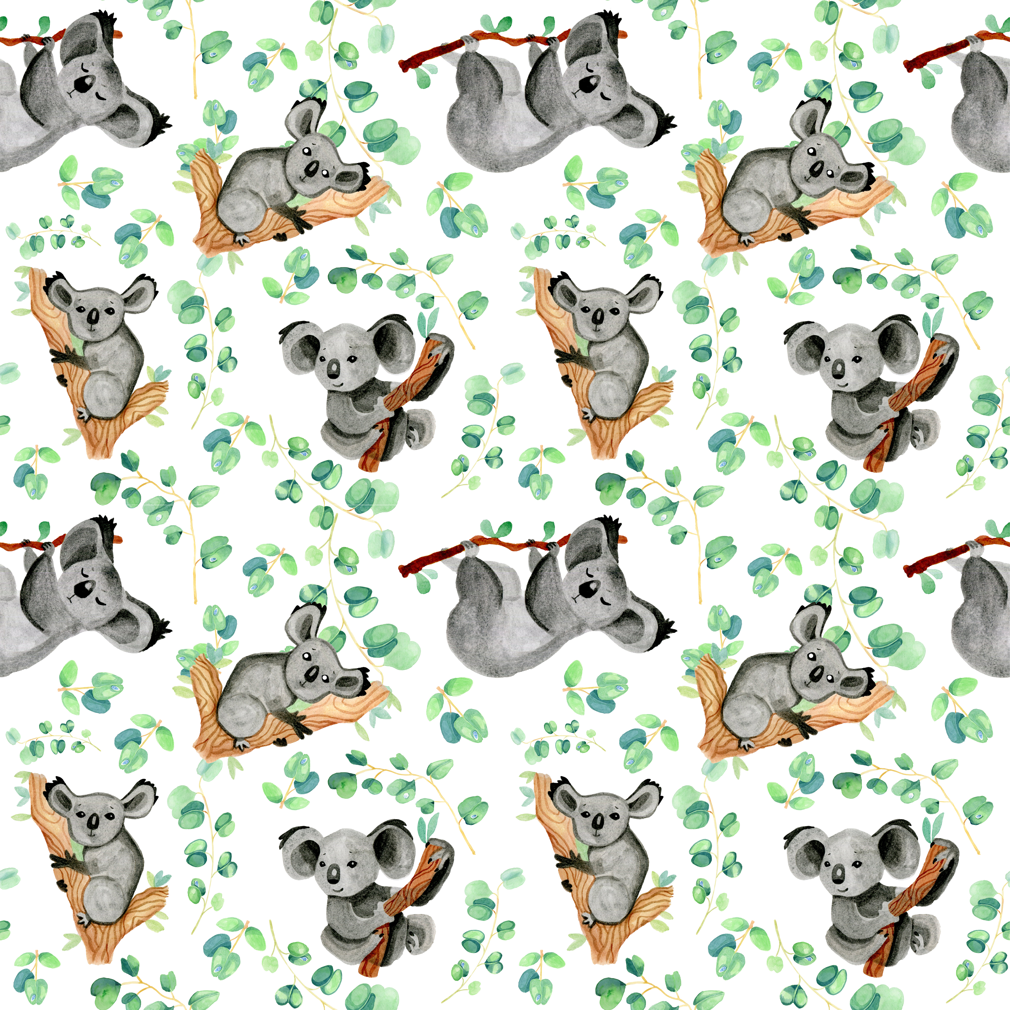 Koalas, eucalyptus leaves by Elena Krotova Koalas, eucalyptus leaves in Pattern & Surface Design Inspiration by Elena Krotova