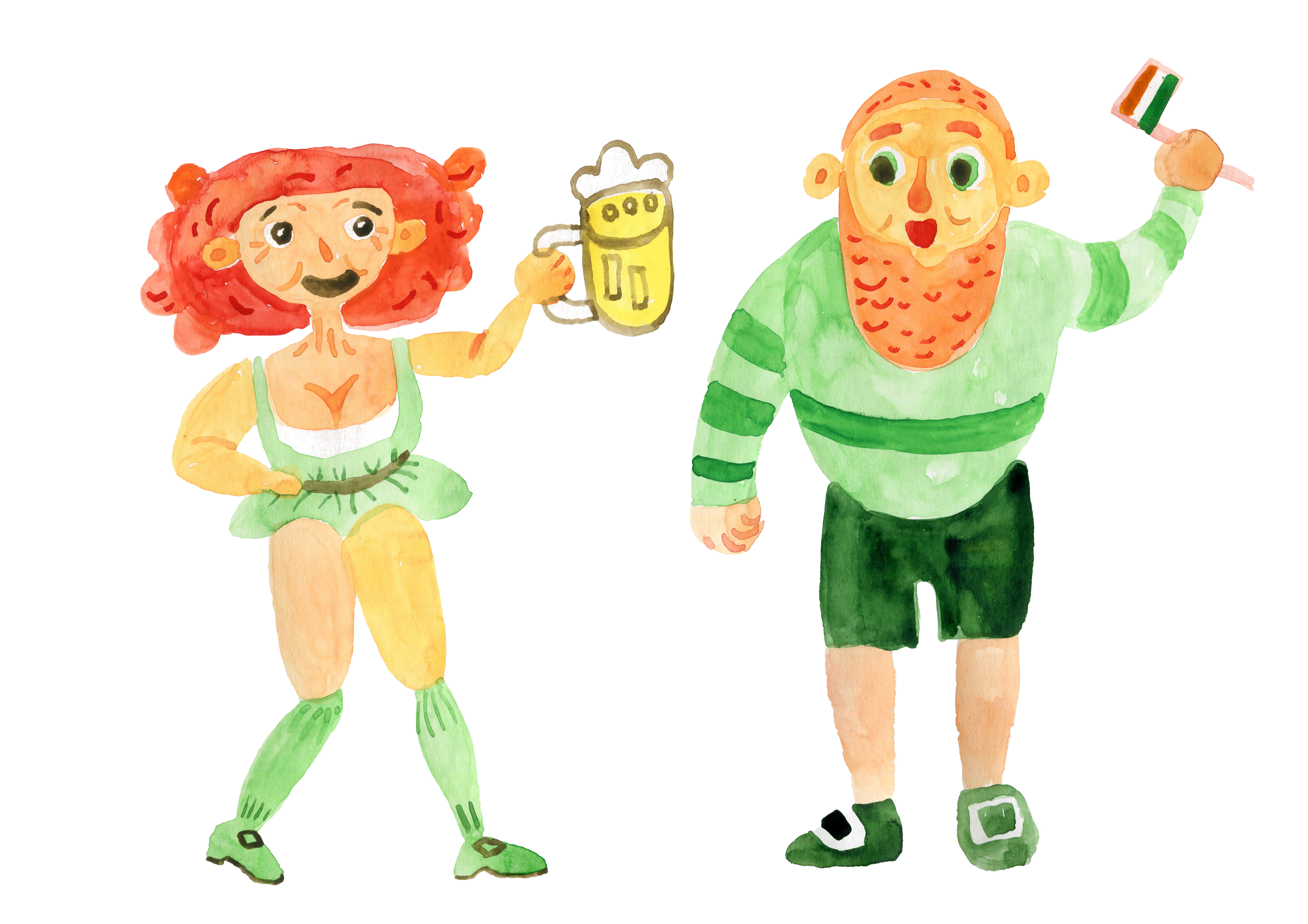 St. Patrick's day watercolor illustrations by hand in Illustration and Graphics Inspiration by Elena Krotova