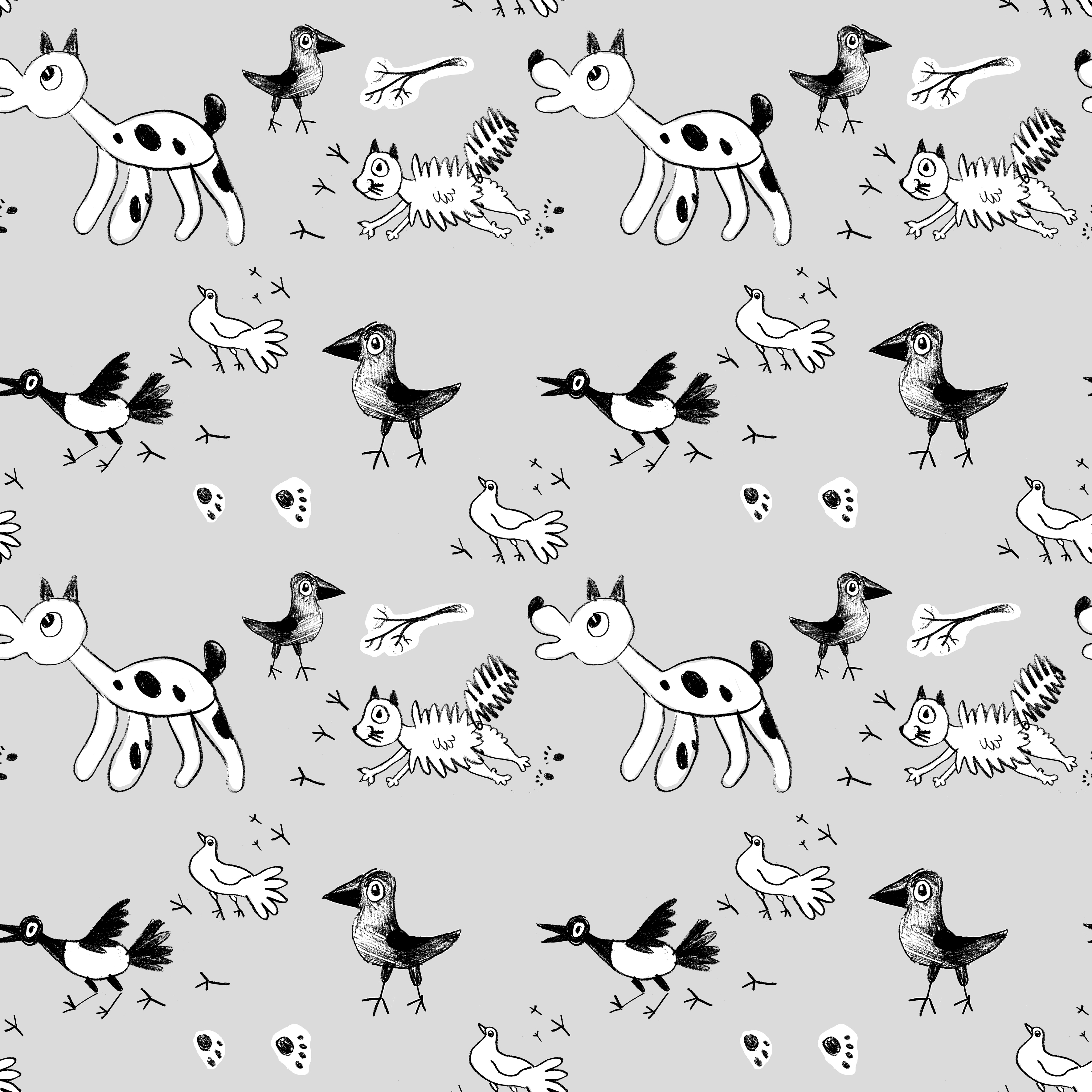 pigeon, dog, cat, crow in Pattern & Surface Design Inspiration by Elena Krotova