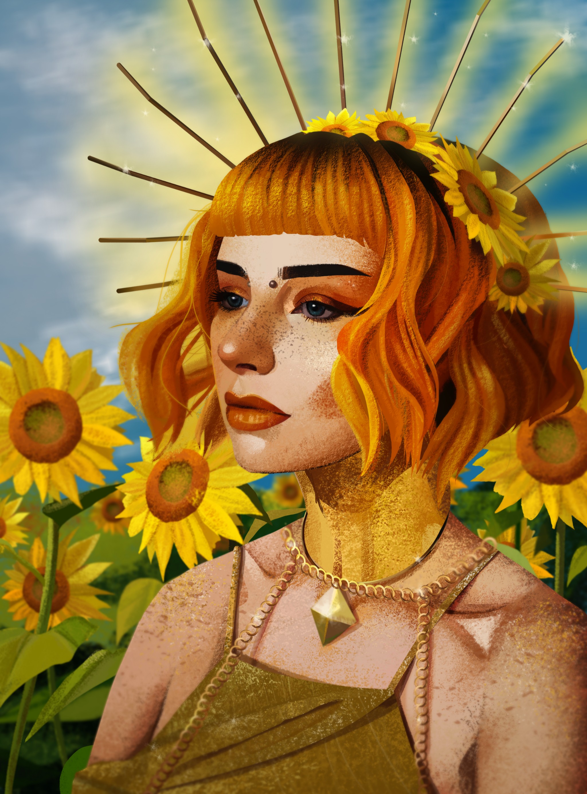 Sunflower Godess in Digital Art Inspiration by Ivana Atanasovska
