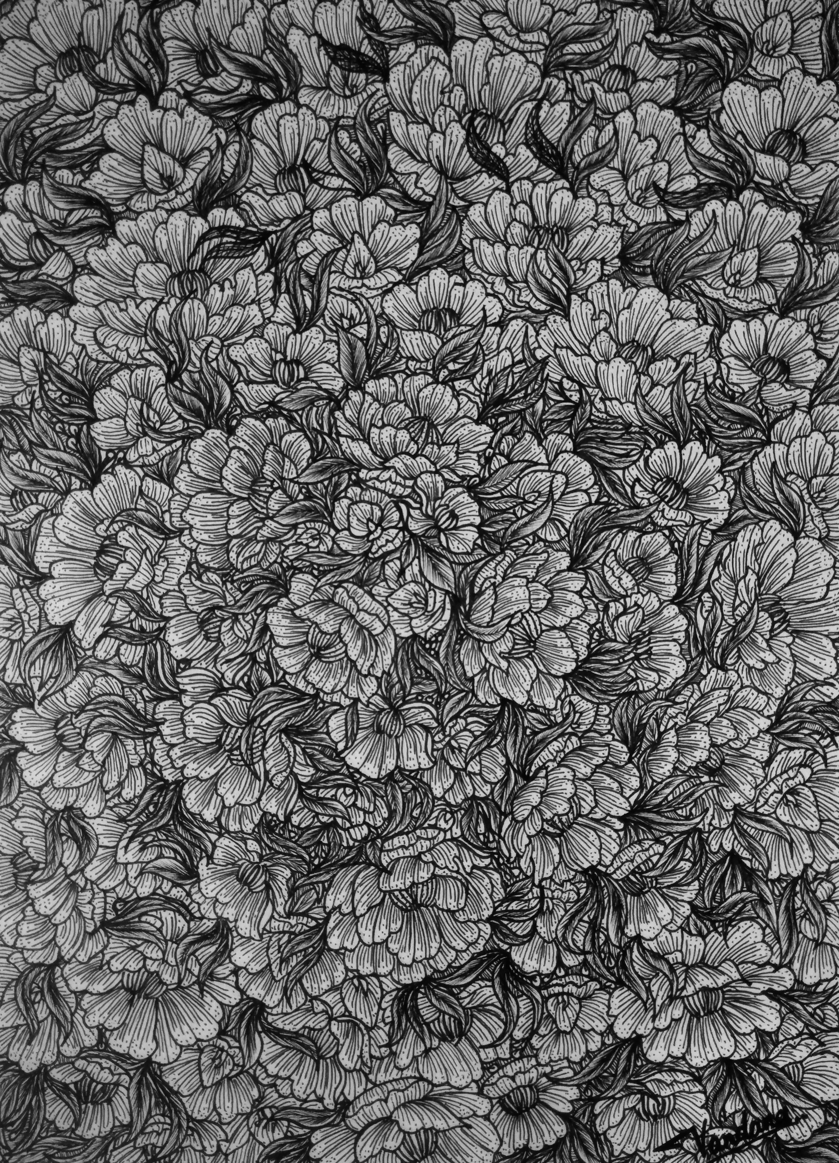 Bed of flowers by Vandana Sharma Bed of flowers in Doodle Art Inspiration by Vandana Sharma