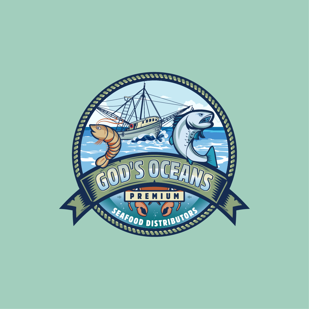 God's Oceans - premium seafood distributor specializing in Logo Design Inspiration by Samir Tirkey (bosco)