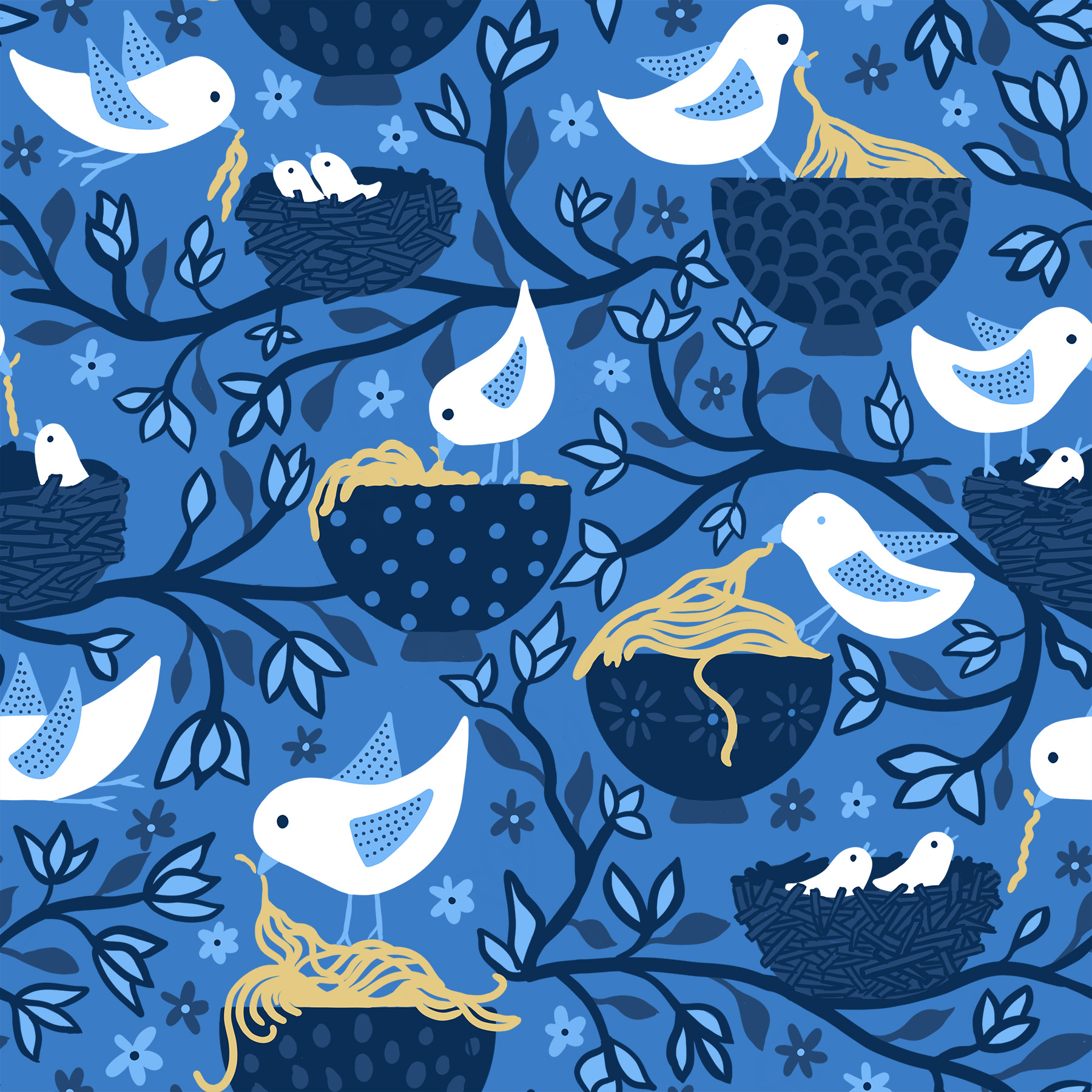 Bird Nest Noodles by Zoe Feast Bird Nest Noodles in Pattern & Surface Design Inspiration by Zoe Feast
