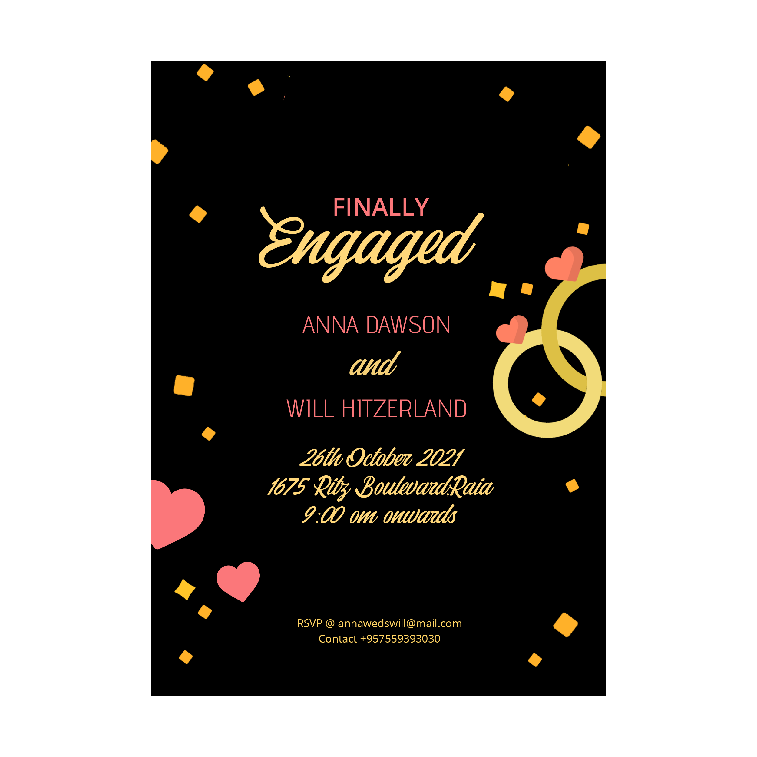 Finally Engaged Invitation Card in Invitation Card Design Inspiration by Maria Kimberly Furtado