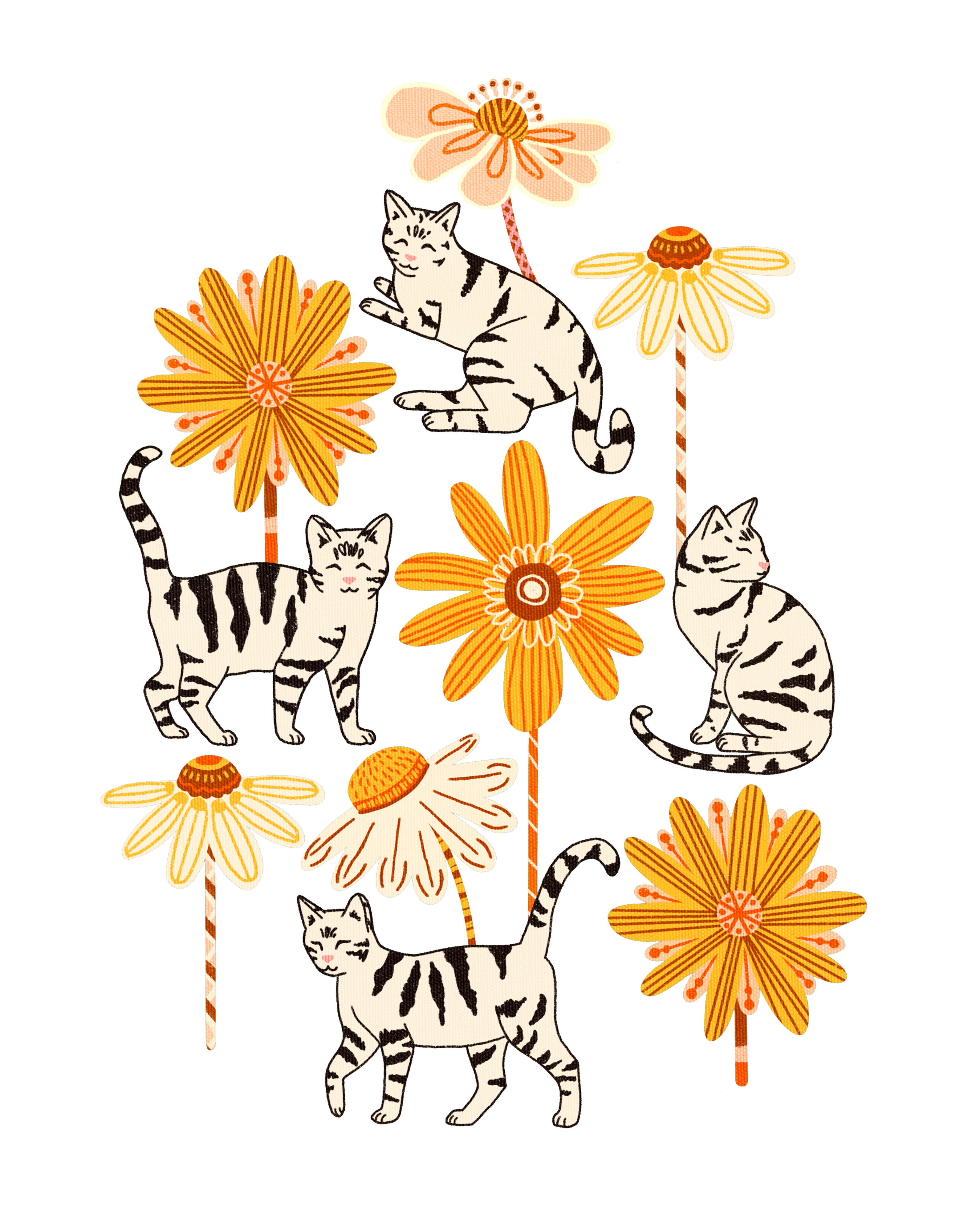 Dasiy Cats in Digital Art Inspiration by Grace Le Feuvre-smith