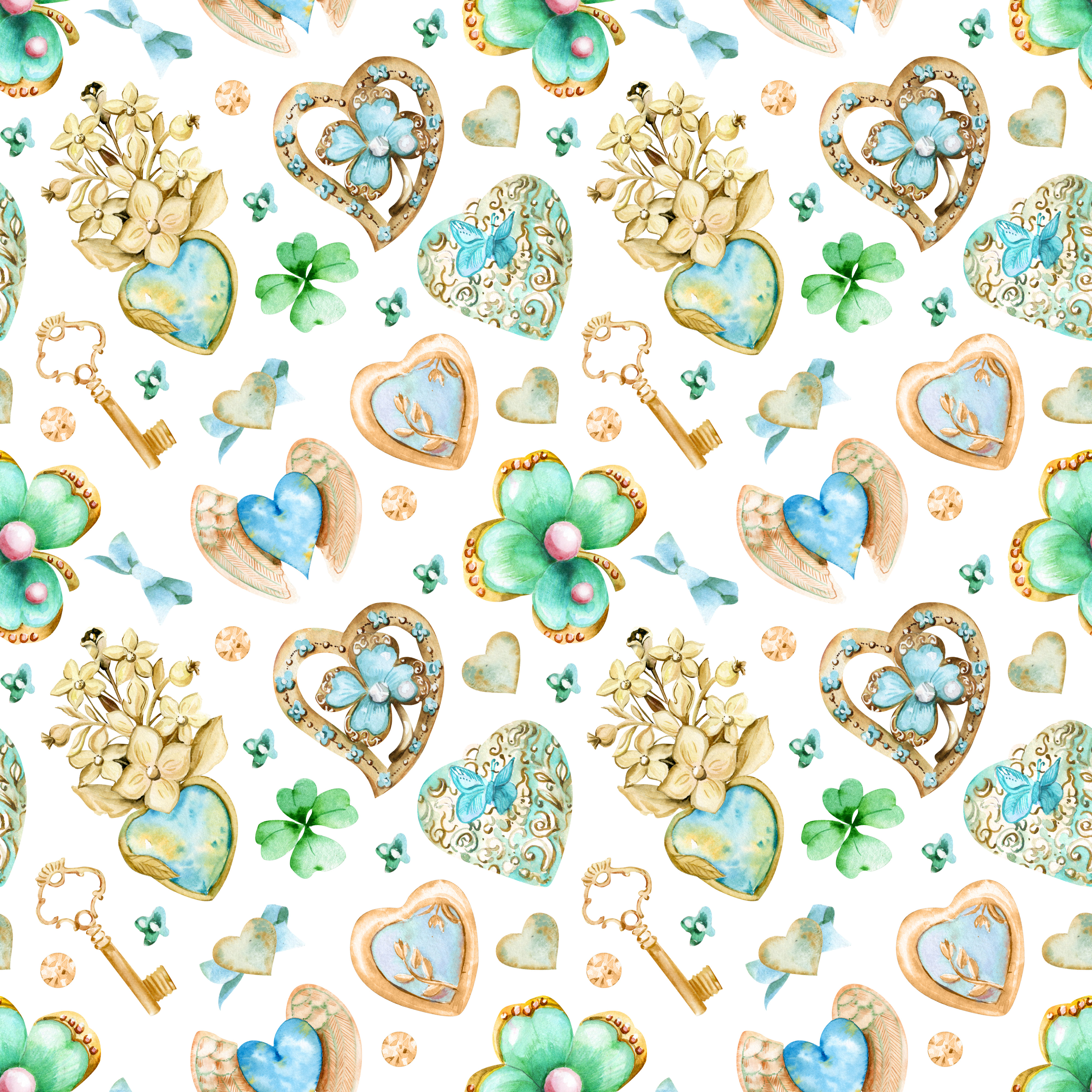 Love and Lucky Shamrock Pattern 3 by Olga Koelsch Love and Lucky Shamrock Pattern 3 in Pattern & Surface Design Inspiration by Olga Koelsch