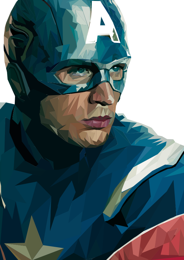 Captain America Low Poly by Sidtabar15 Captain America Low Poly in Illustration and Graphics Inspiration by Sidtabar15