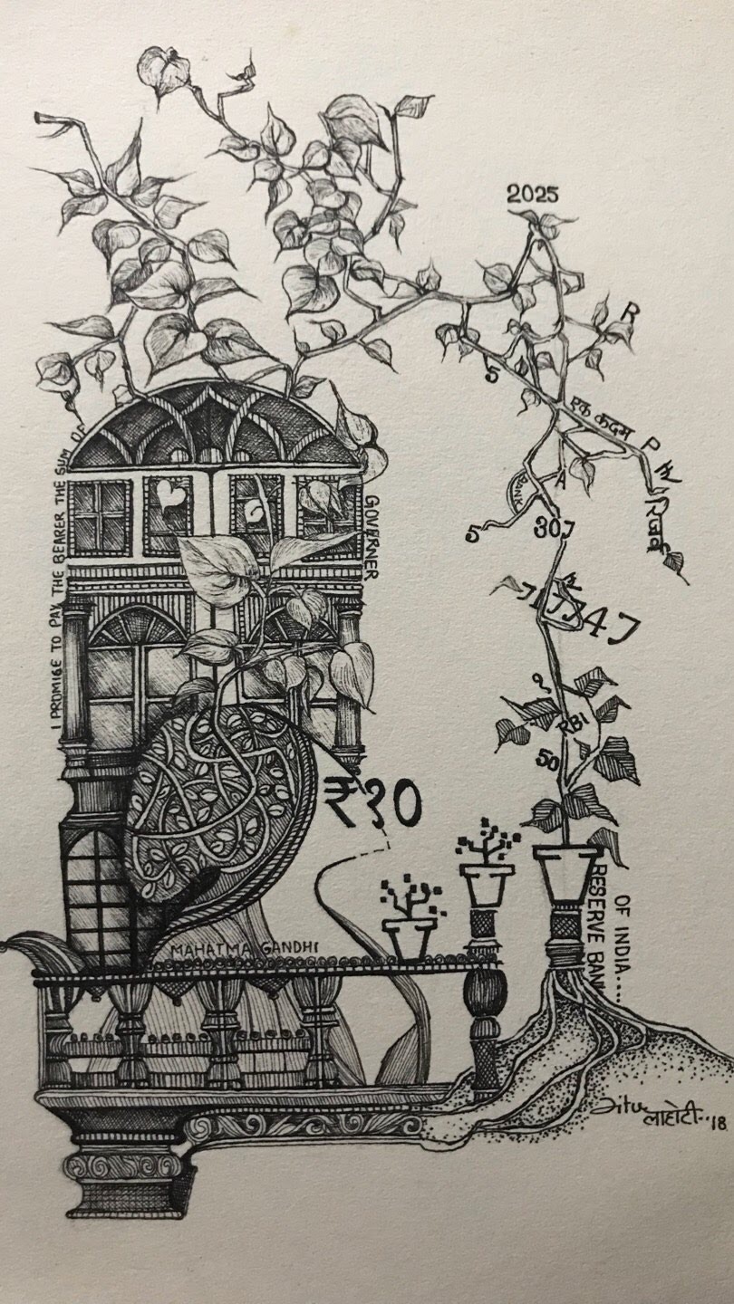 Money Plant by Ritu Lahoti Money Plant in Doodle Art Inspiration by Ritu Lahoti