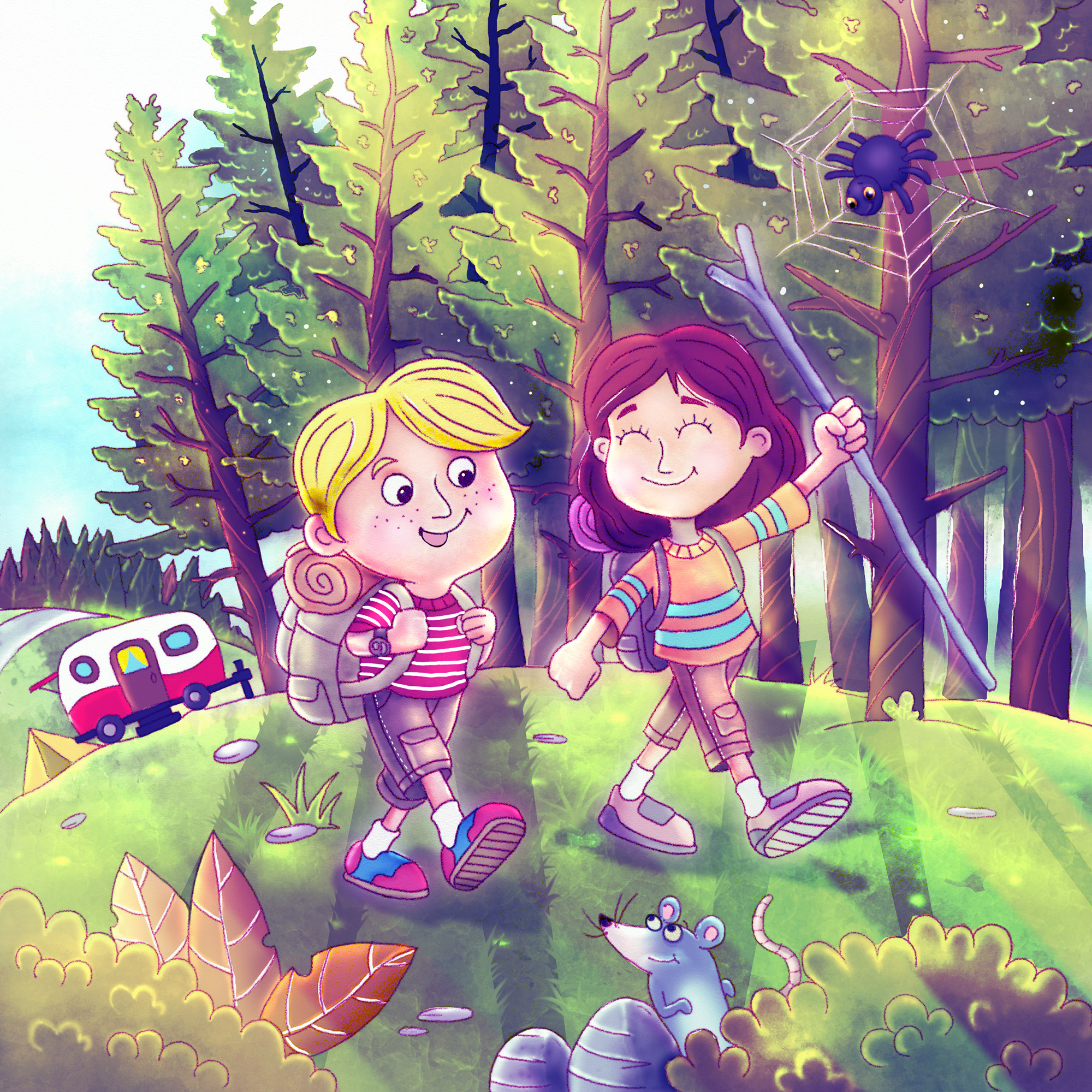 camping out with friends in Illustration and Graphics Inspiration by Rynurak
