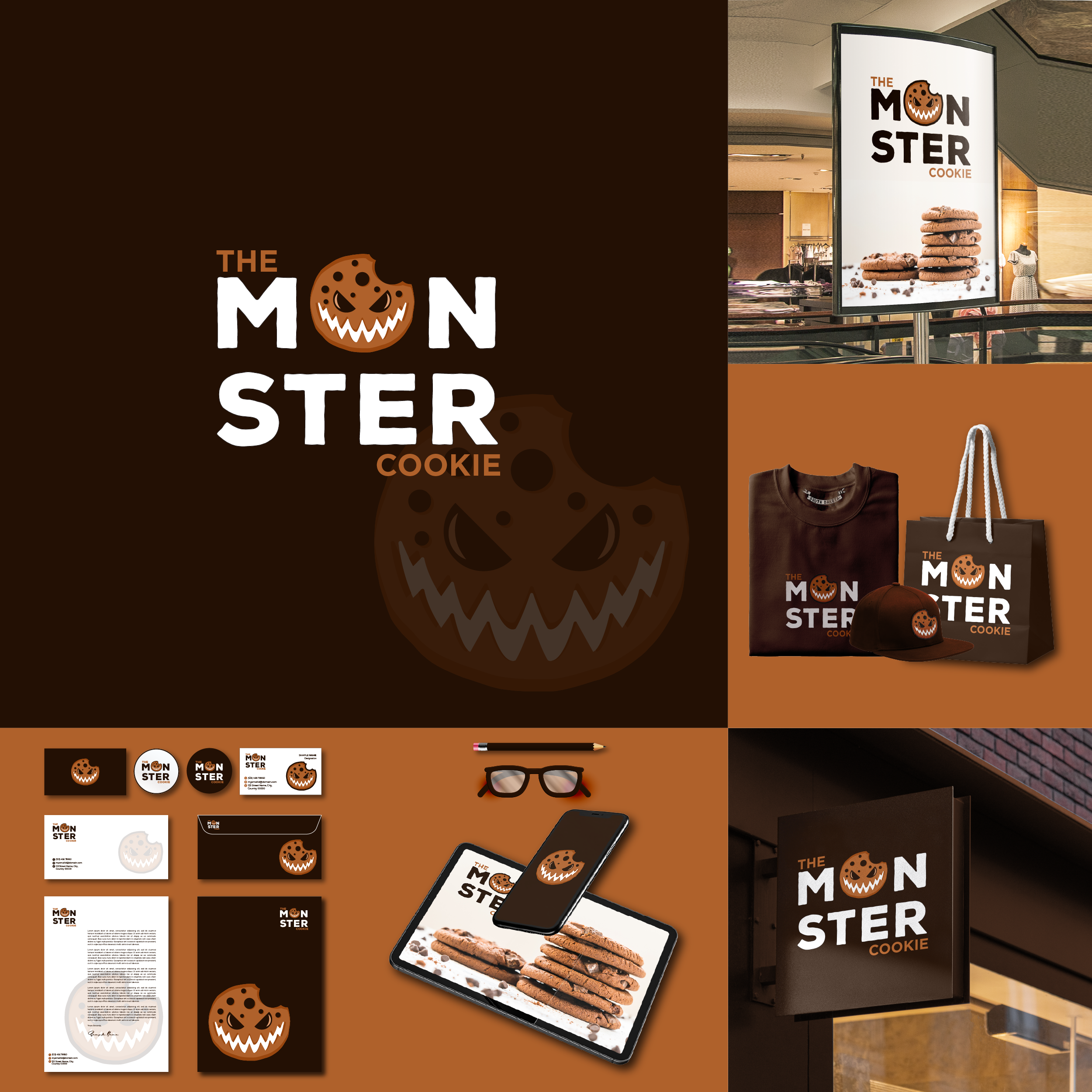 The Monster Cookie Logo Branding in Logo & Brand Identity Inspiration by Vrdesignerz