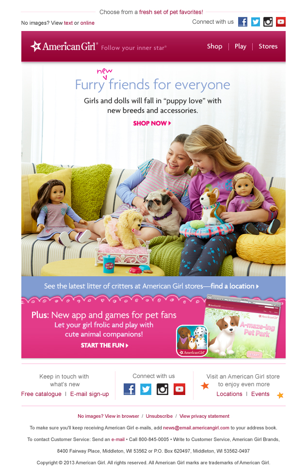American Girl Pets Email by lschafer16 American Girl Pets Email in Email Design Inspiration by lschafer16