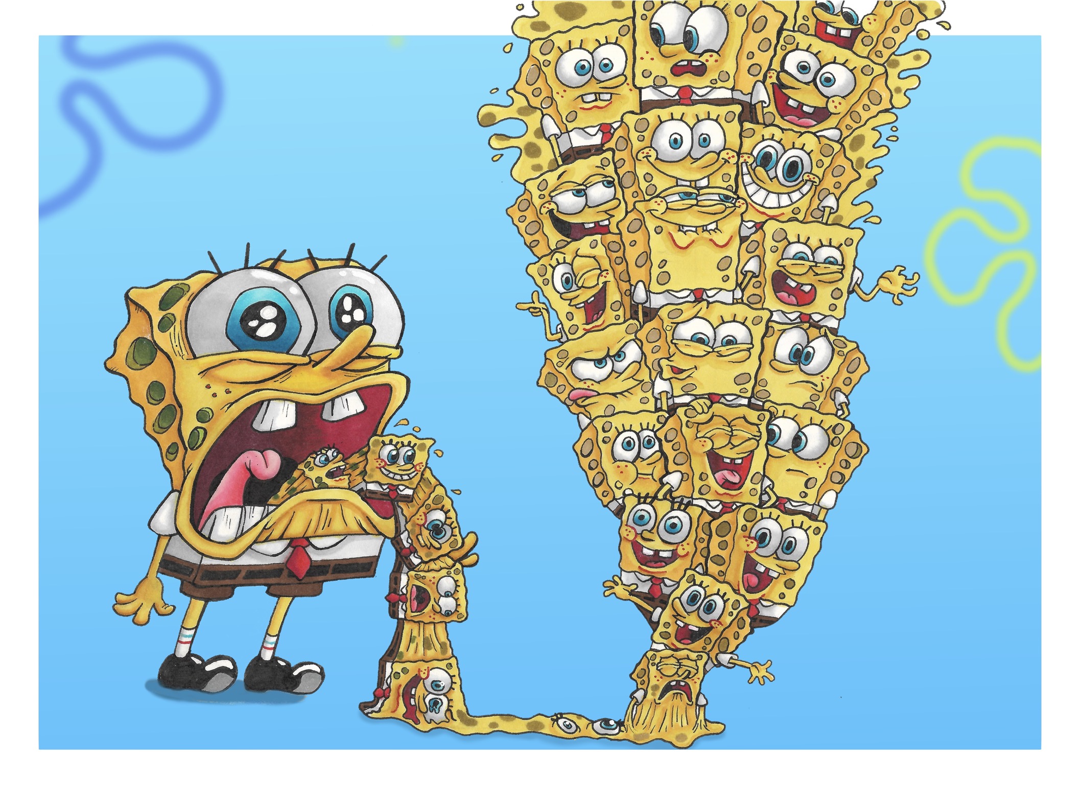 Sponge Swarm in Doodle Art Inspiration by Yobamba Art