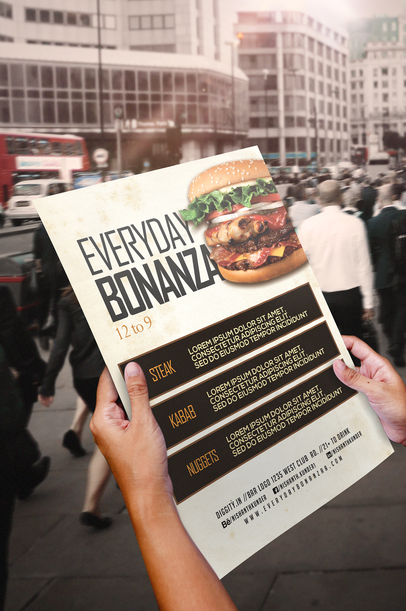 Everyday Bonanza - Restaurant Flyer Design by Nndesigns Everyday Bonanza - Restaurant Flyer Design in Banner ad Design Inspiration by Nndesigns