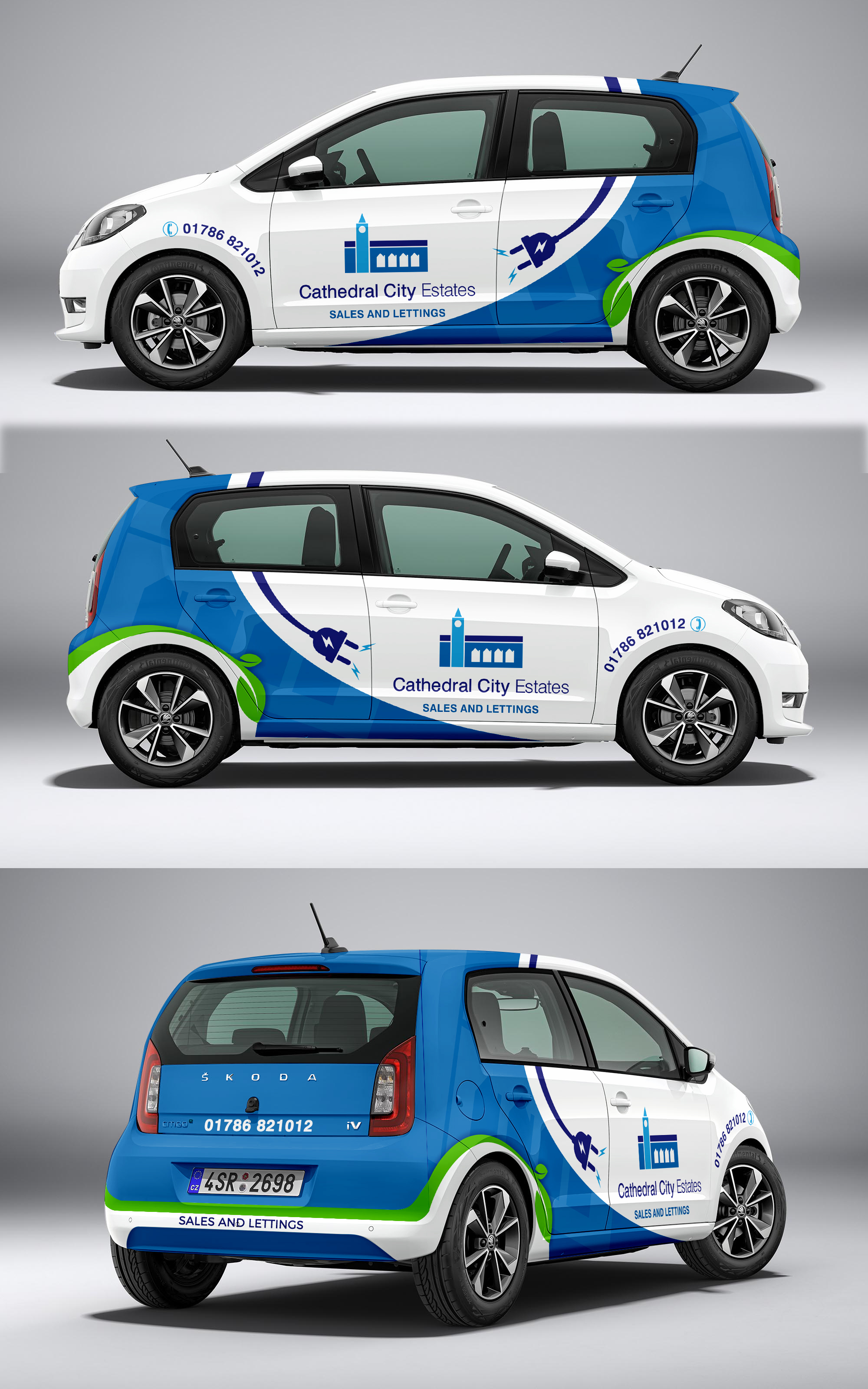Cathedral City Estate Electric Car Wrap Design in Vehicle wrap design Inspiration by Ezesol