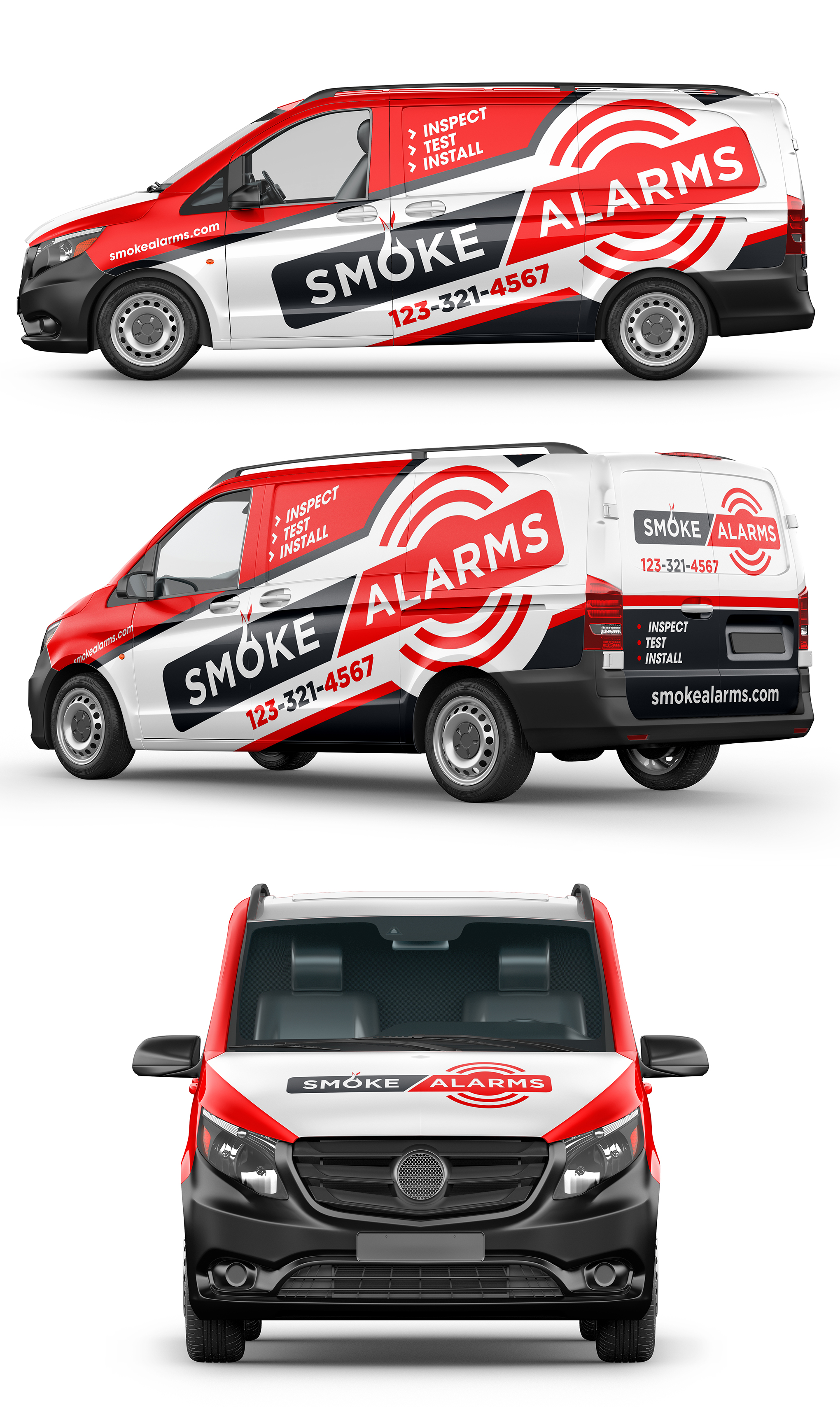 Smoke Alarms logo and van wrap design in Vehicle wrap design Inspiration by Ezesol