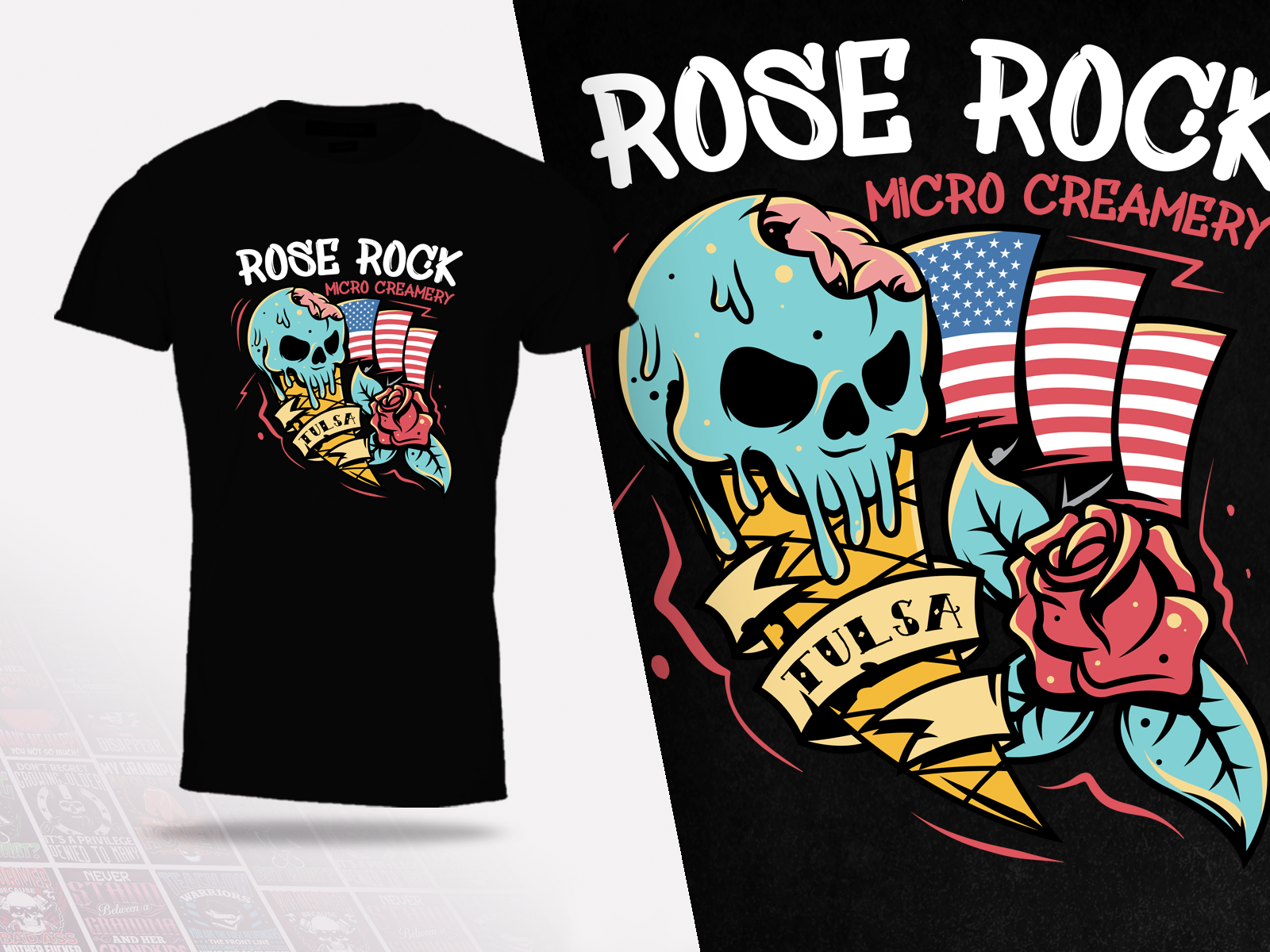 Rose Rock T-shirt by Georgi Georgiev Rose Rock T-shirt in Apparel and Merchandise Illustration Inspiration by Georgi Georgiev