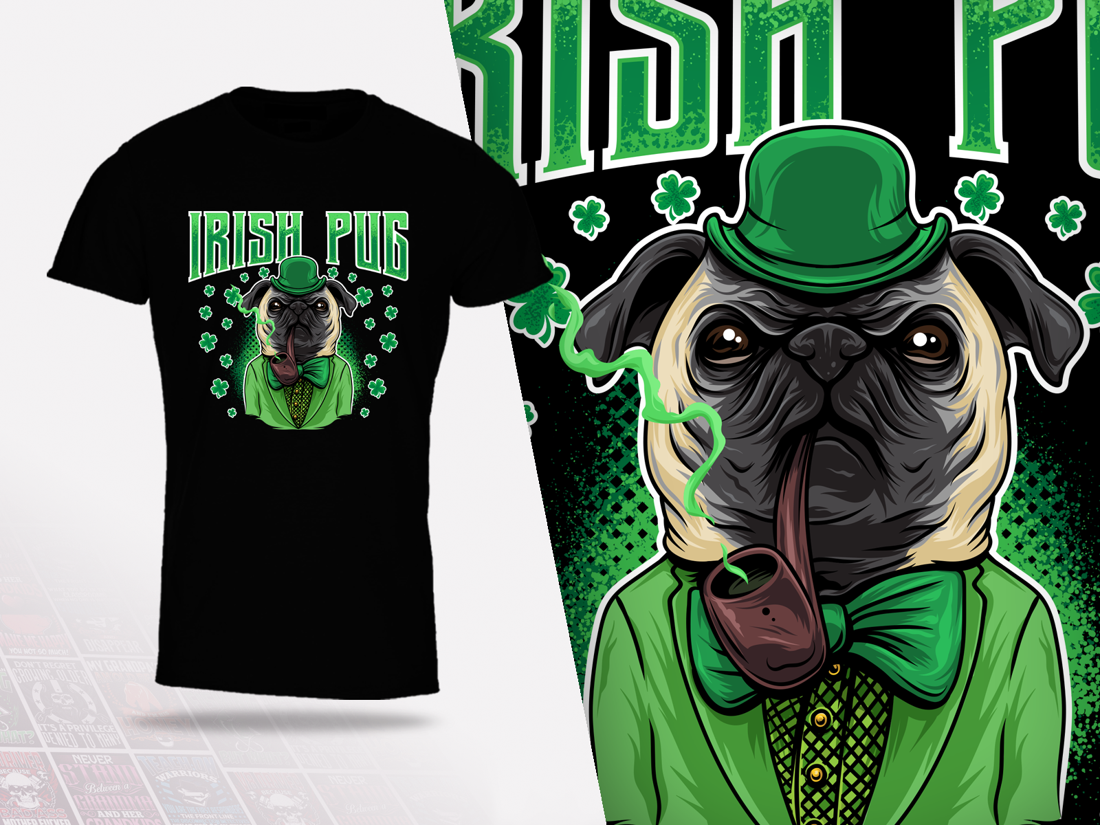 Irish Pug T-shirt Design in T-Shirt Design Inspiration by Georgi Georgiev
