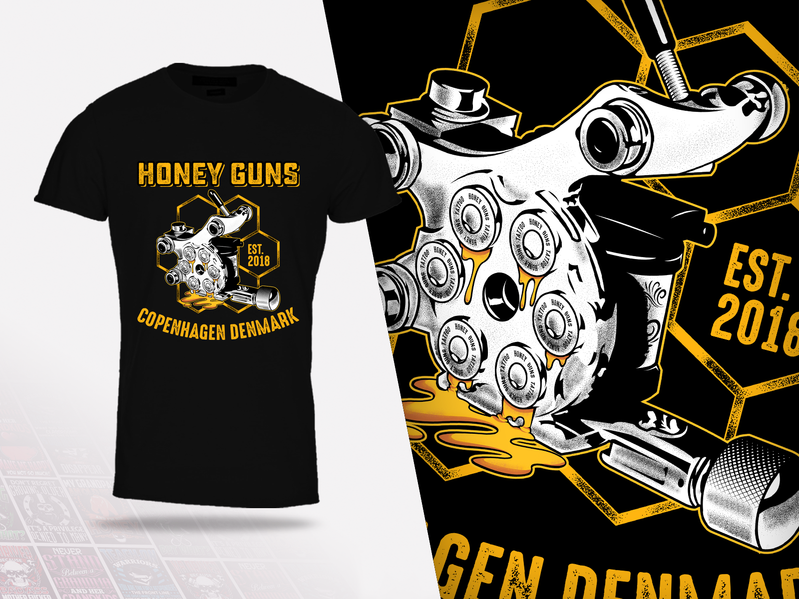Honeyguns Tattoo T-shirt Design by Georgi Georgiev Honeyguns Tattoo T-shirt Design in T-Shirt Design Inspiration by Georgi Georgiev