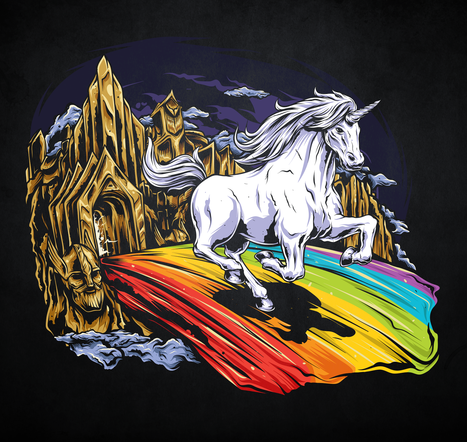 Asgard Unicorn Vector Illustration in Vector Art Inspiration by Georgi Georgiev