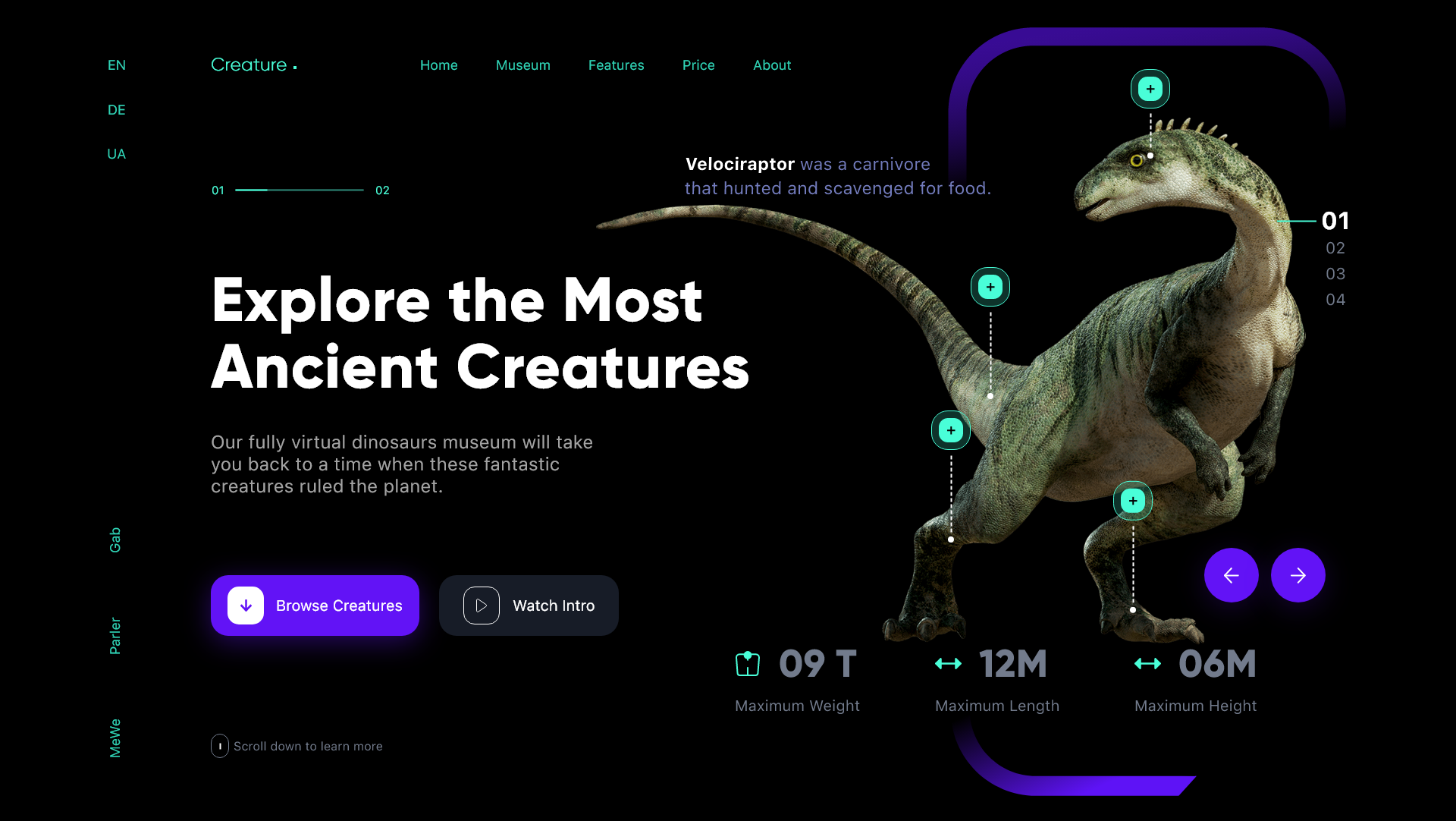 Dinosaur Museum Landing Page by Aimee Shaw Dinosaur Museum Landing Page in Website Design Inspiration by Aimee Shaw