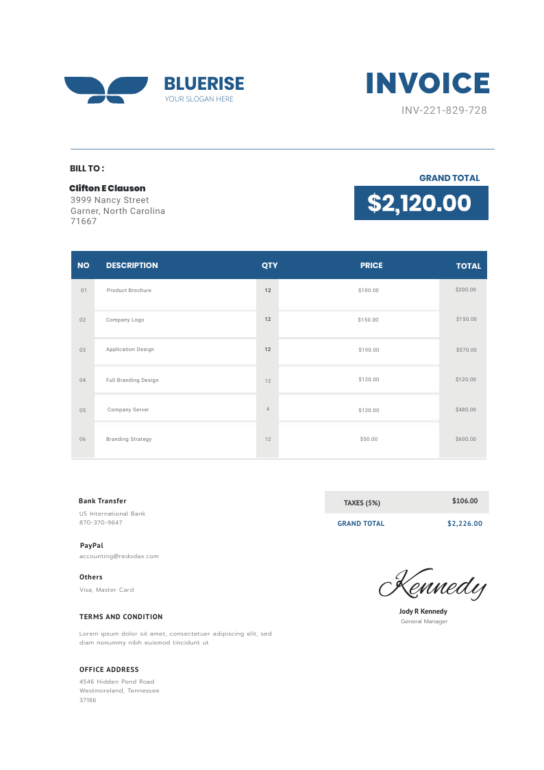 Corporates Invoice in Invoice Inspiration by Neetu Thakur