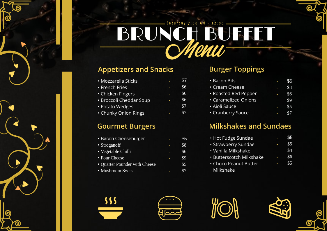 Buffet Menu Design by Shweta Solanki Buffet Menu Design in Menu (Landscape) Inspiration by Shweta Solanki