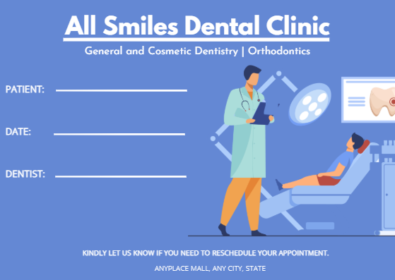 Dentist Appointment Card in Card Inspiration by Parveen Khatoon