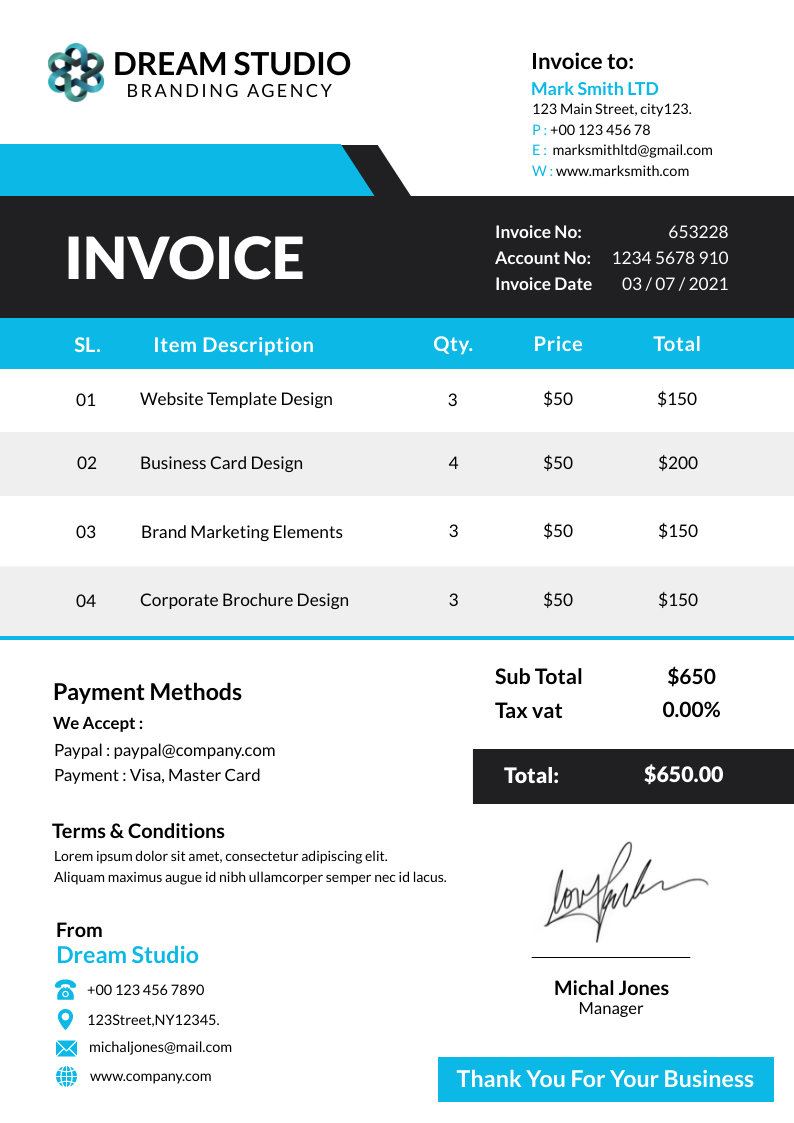 Branding Agency in Invoice Inspiration by Digvijay Patil
