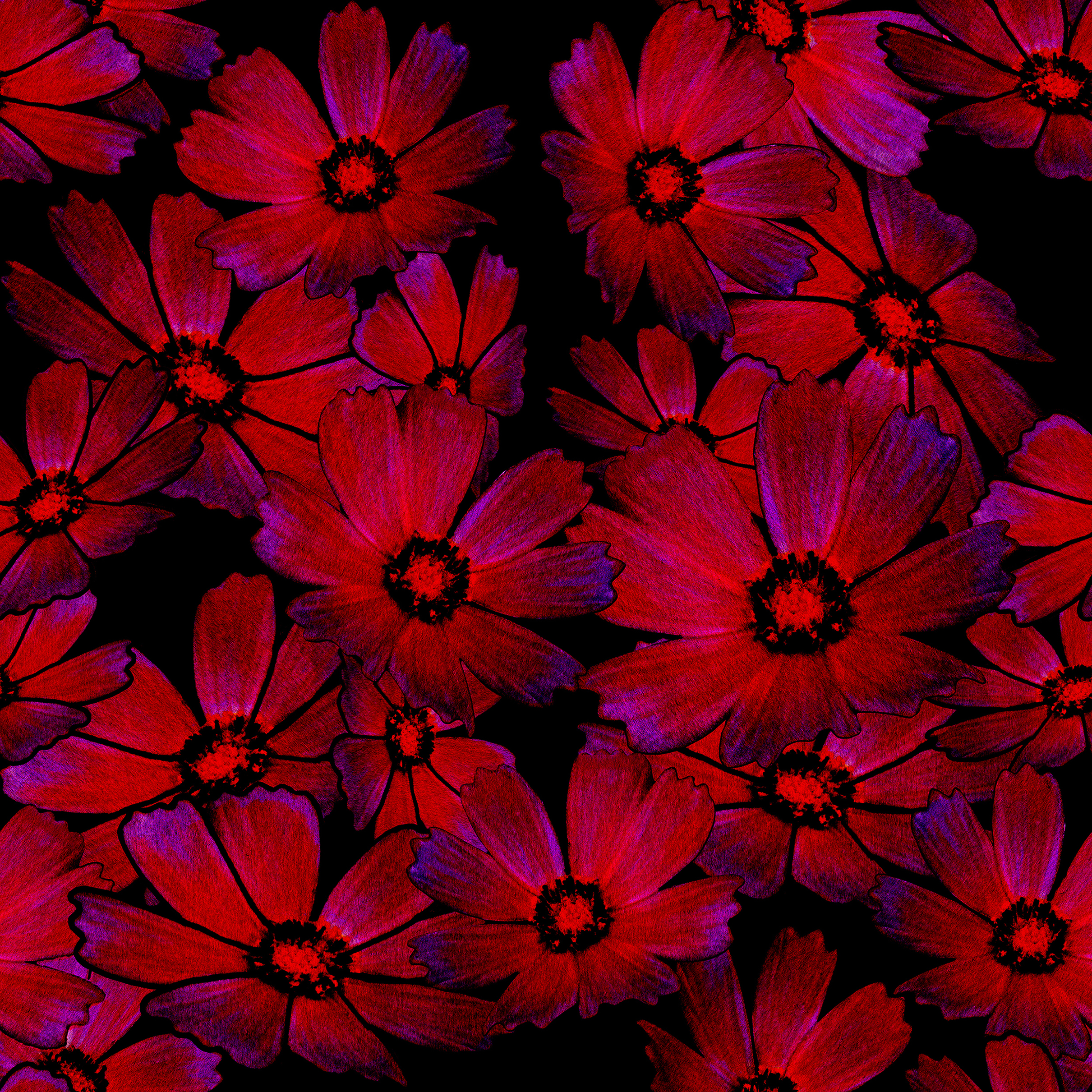 Red Cosmos by Iryna Skrypnik Red Cosmos in Pattern & Surface Design Inspiration by Iryna Skrypnik
