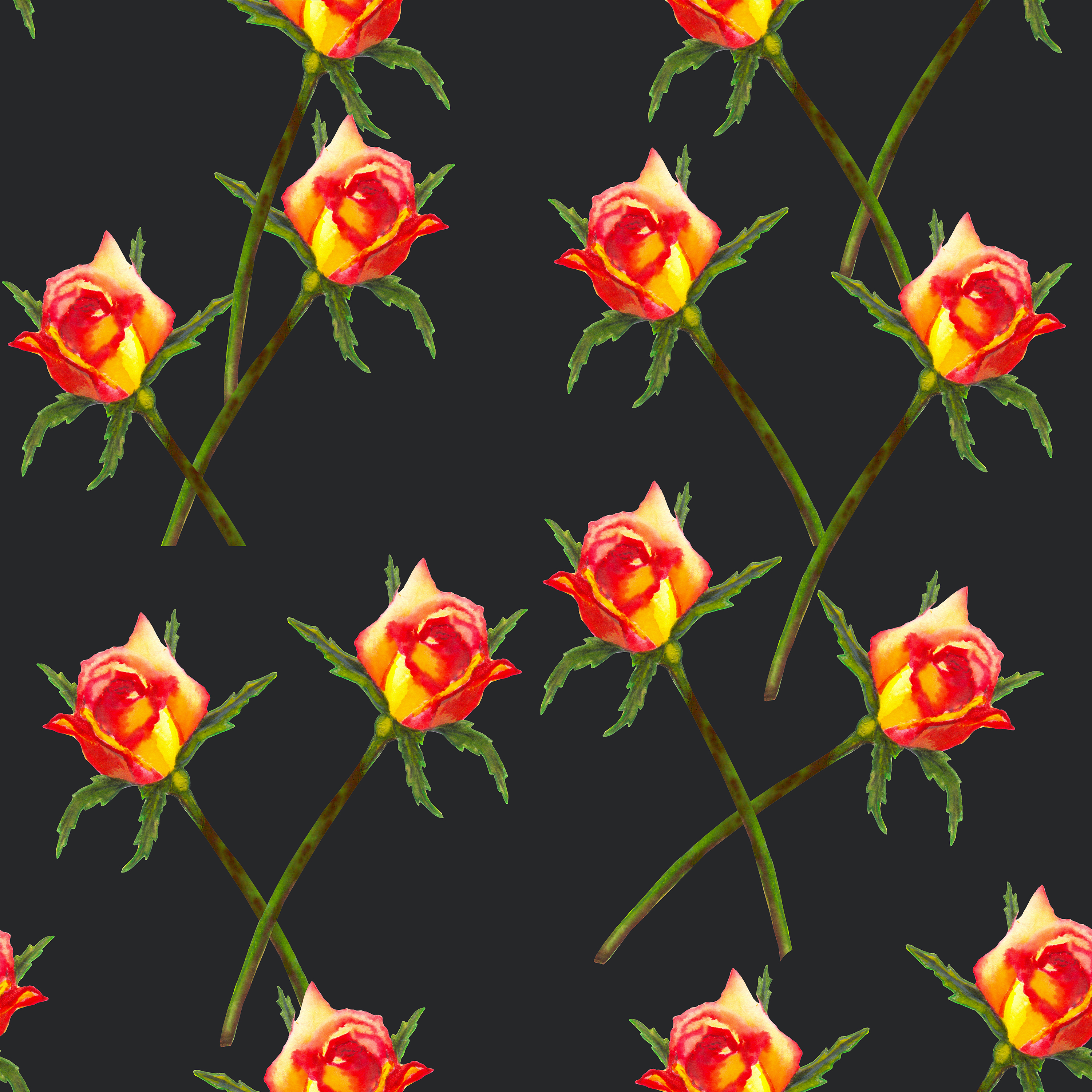 Roses in Pattern & Surface Design Inspiration by Iryna Skrypnik