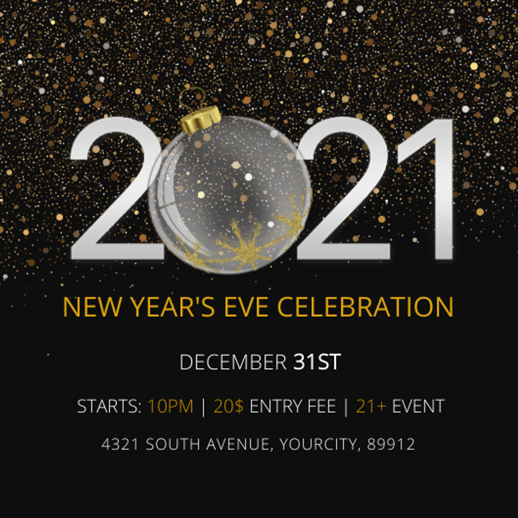 New Year's Eve Celebration Invitation by Diana Svyrydova New Year's Eve Celebration Invitation in Invitation Card Design Inspiration by Diana Svyrydova