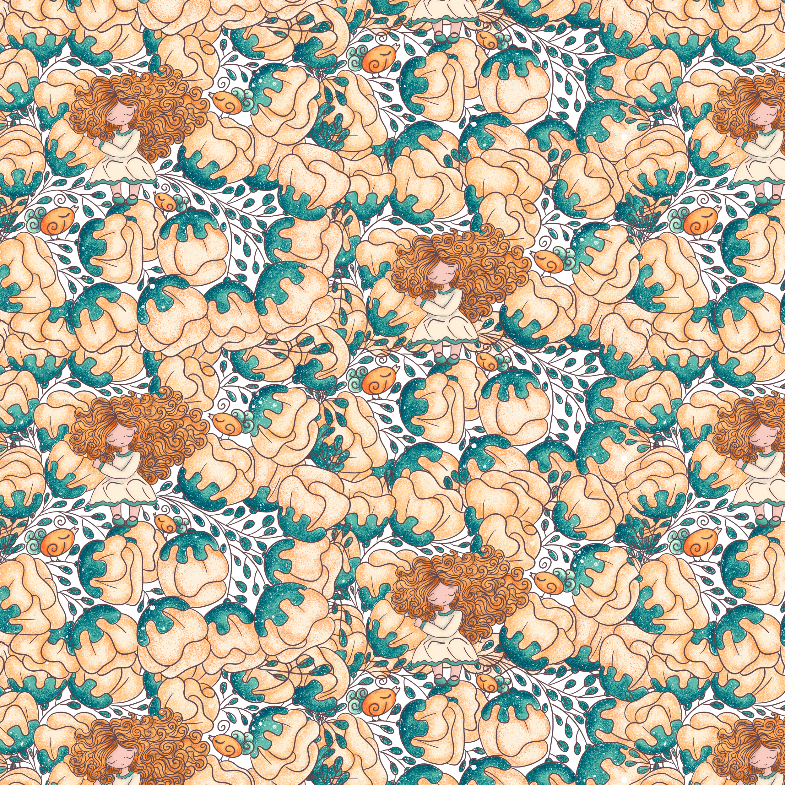 Girls in the garden by Olga Bortniak Girls in the garden in Pattern & Surface Design Inspiration by Olga Bortniak