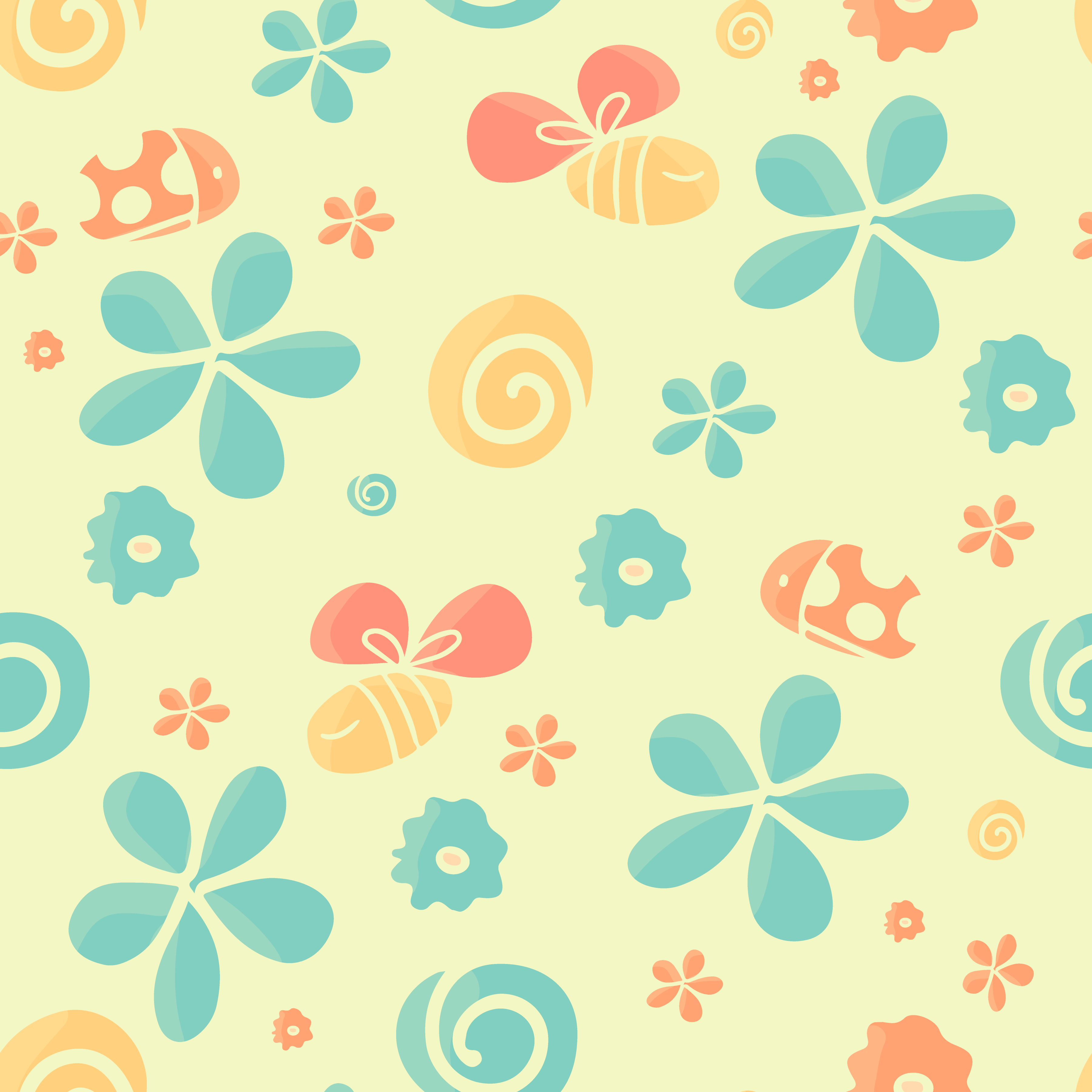 Flowers and bugs (orange and blue) by Olga Bortniak Flowers and bugs (orange and blue) in Pattern & Surface Design Inspiration by Olga Bortniak