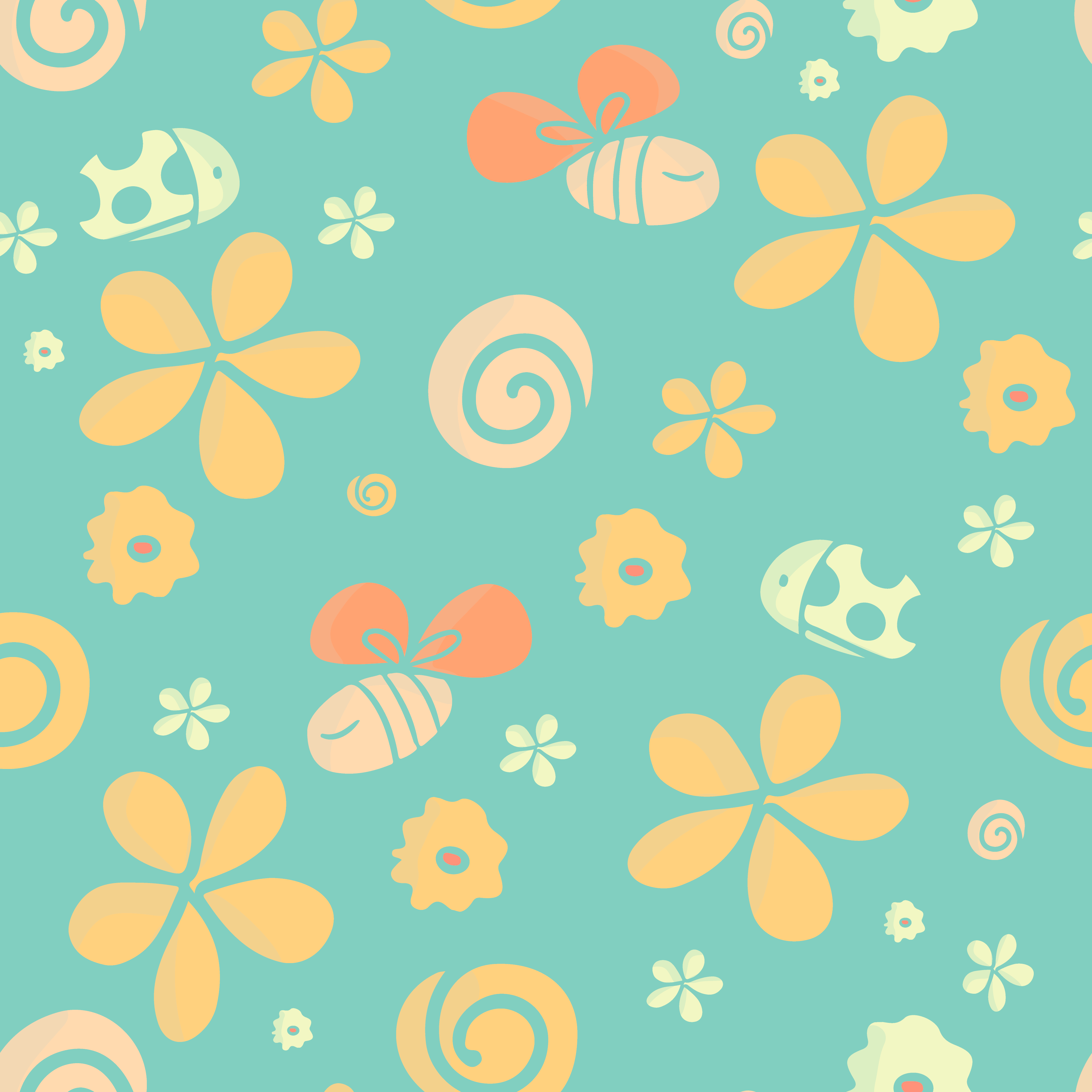 Flowers and bugs (blue and orange version) in Pattern & Surface Design Inspiration by Olga Bortniak