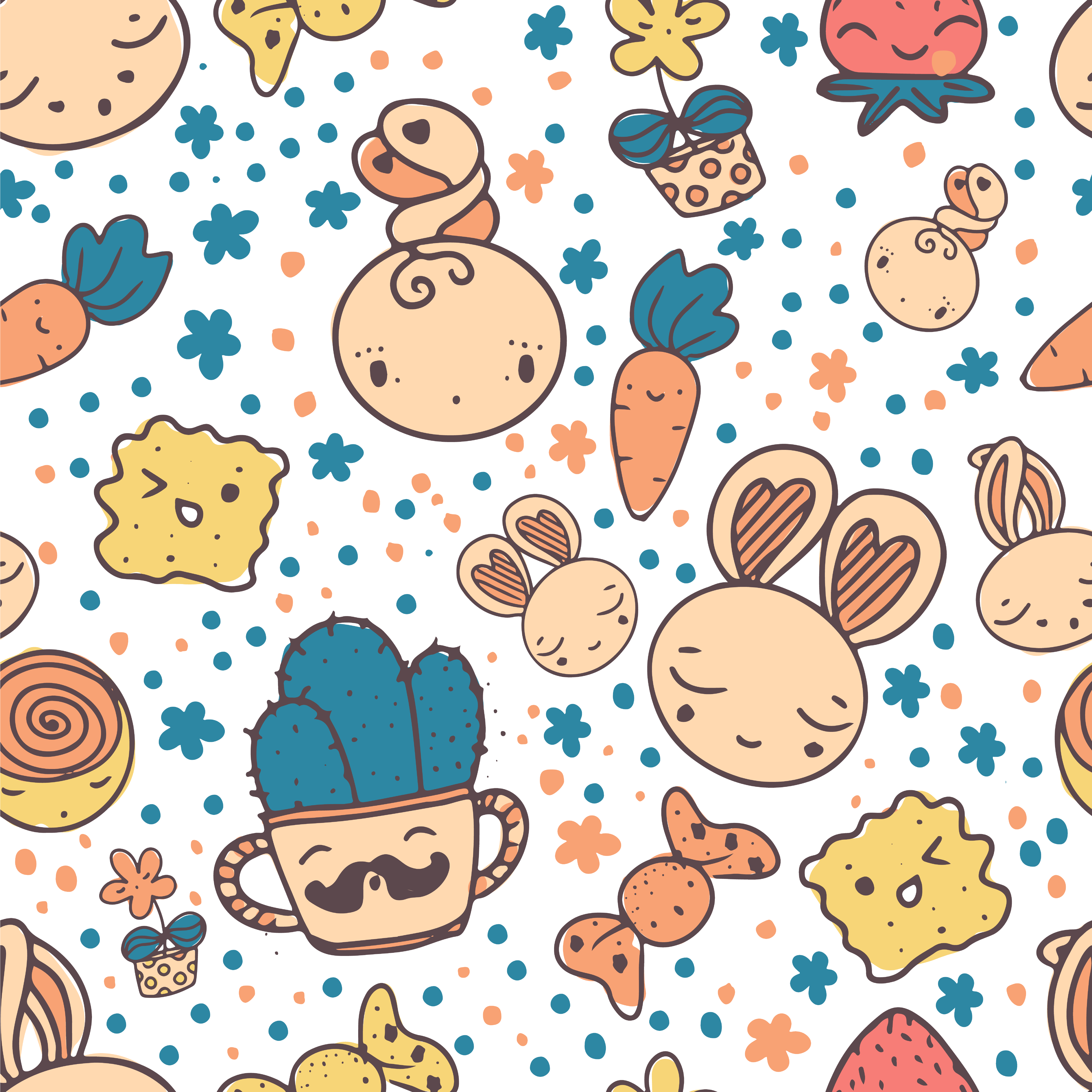 Kawaii characters in Pattern & Surface Design Inspiration by Olga Bortniak