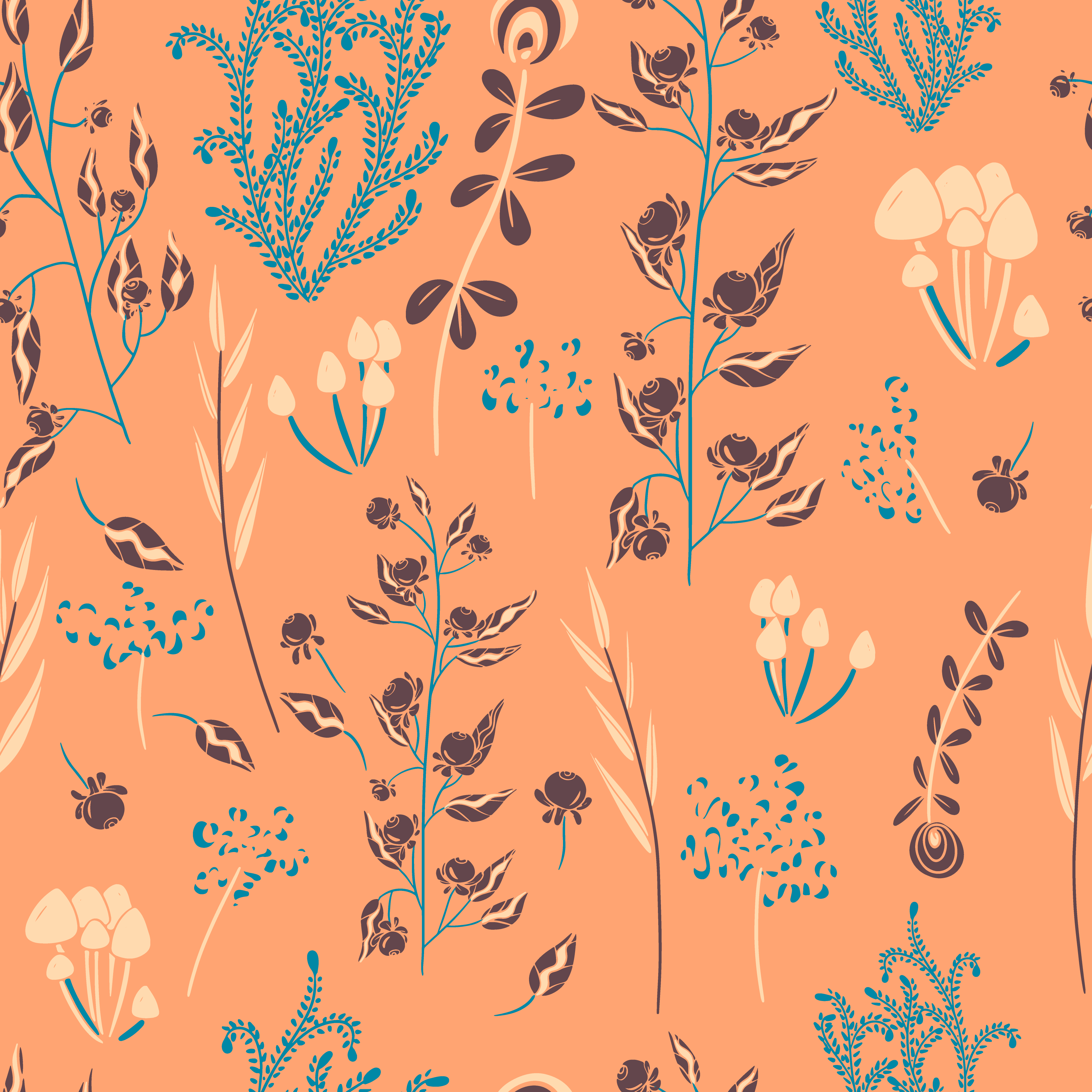 Mountain flora 1 in Pattern & Surface Design Inspiration by Olga Bortniak