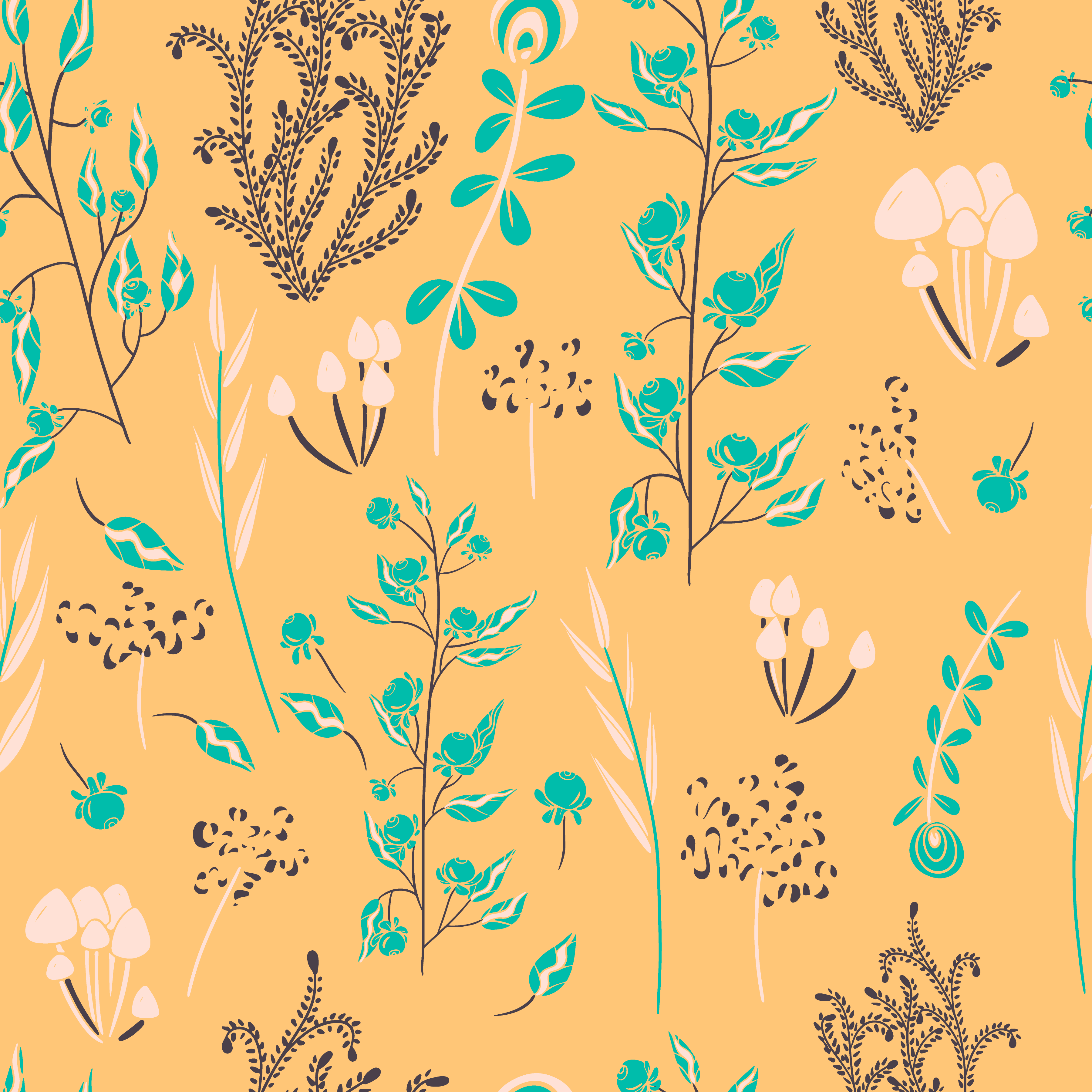 Mountains flora 3 in Pattern & Surface Design Inspiration by Olga Bortniak