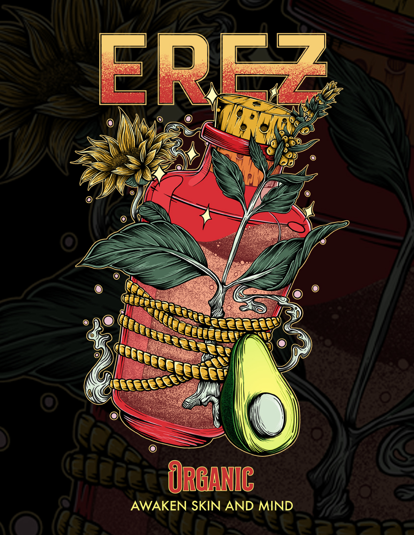 Erez Organic Oil professional drawing by Drawingmaster™ Erez Organic Oil professional drawing in T-Shirt Design Inspiration by Drawingmaster™