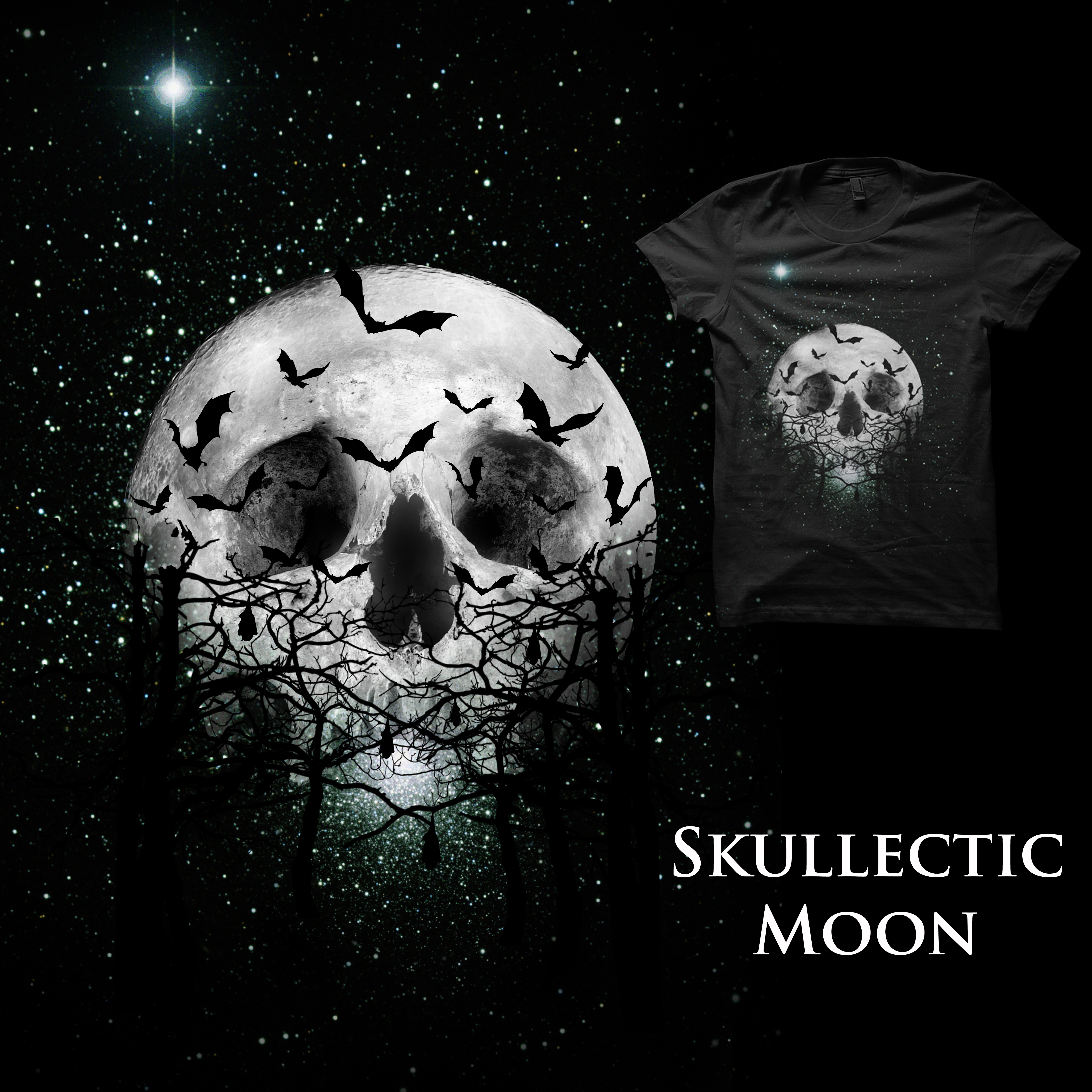 Skullectic Moon in T-Shirt Design Inspiration by Rolandcaballero